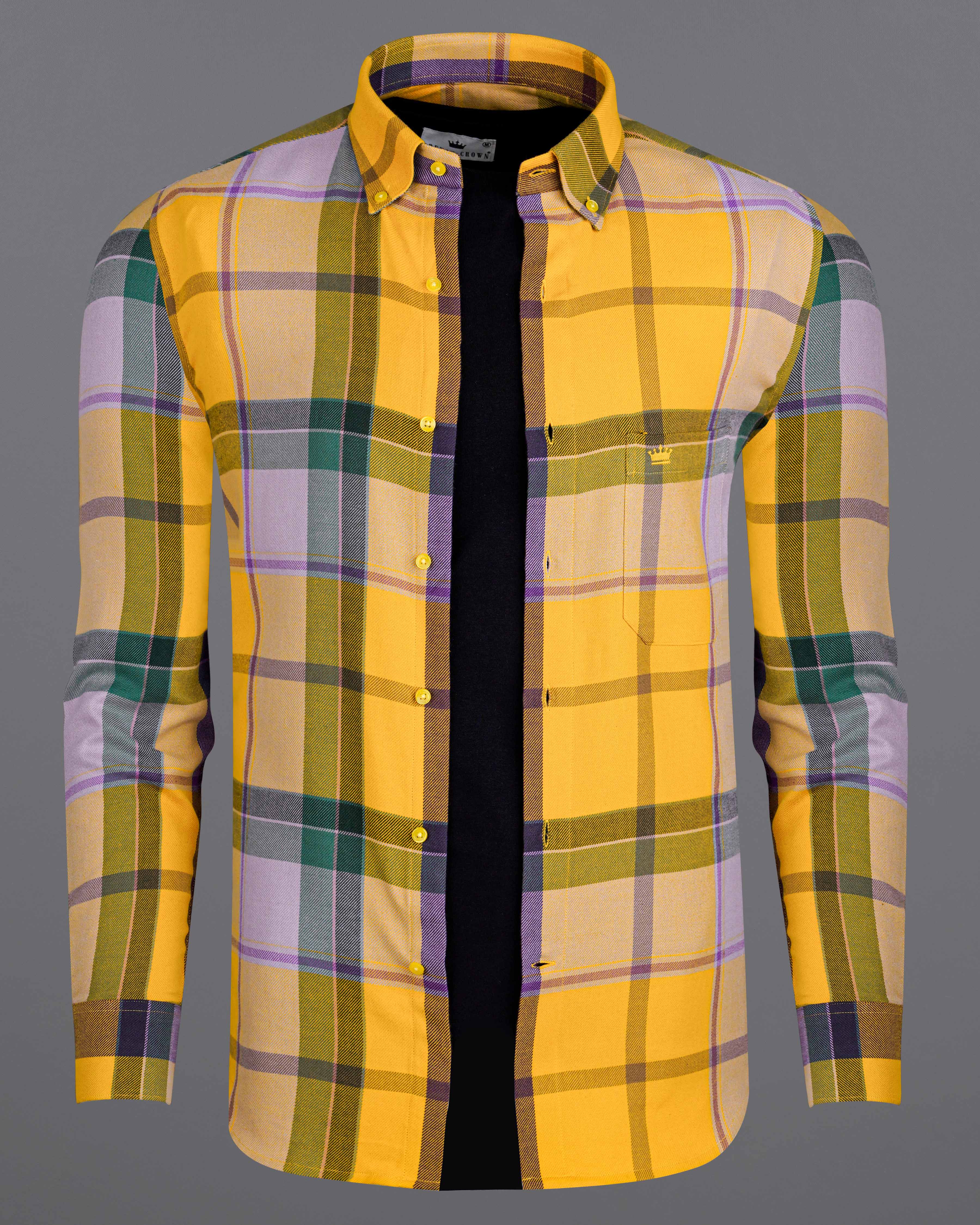 Squash Yellow with Fuchsia Purple and Spruce Green Plaid Flannel Overshirt  8441-BD-YL-38, 8441-BD-YL-H-38,8441-BD-YL-39,8441-BD-YL-H-39,8441-BD-YL-40,8441-BD-YL-H-40,8441-BD-YL-42,8441-BD-YL-H-42,8441-BD-YL-44,8441-BD-YL-H-44,8441-BD-YL-46,8441-BD-YL-H-46,8441-BD-YL-48,8441-BD-YL-H-48,8441-BD-YL-50,8441-BD-YL-H-50,8441-BD-YL-52,8441-BD-YL-H-52