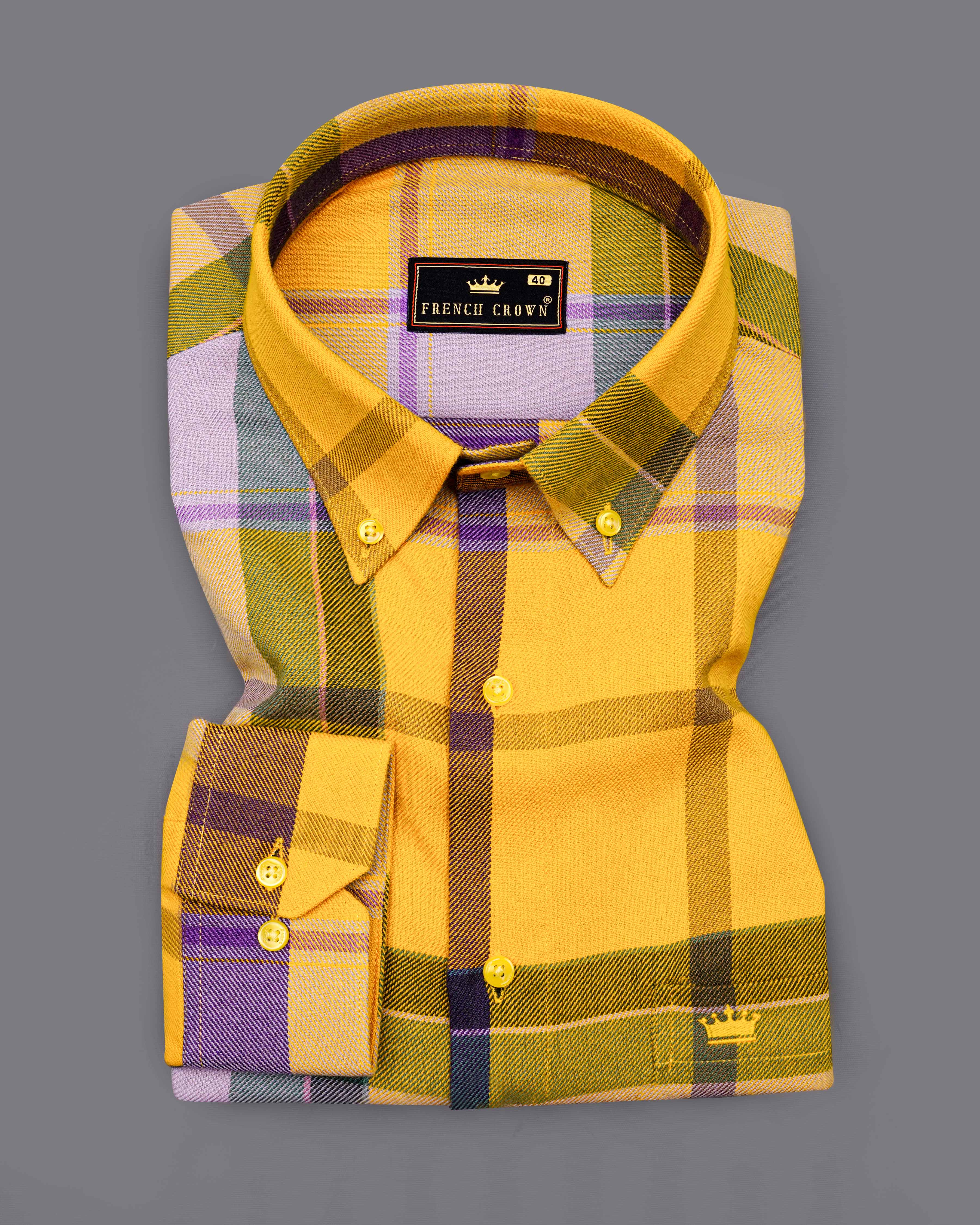 Squash Yellow with Fuchsia Purple and Spruce Green Plaid Flannel Overshirt  8441-BD-YL-38, 8441-BD-YL-H-38,8441-BD-YL-39,8441-BD-YL-H-39,8441-BD-YL-40,8441-BD-YL-H-40,8441-BD-YL-42,8441-BD-YL-H-42,8441-BD-YL-44,8441-BD-YL-H-44,8441-BD-YL-46,8441-BD-YL-H-46,8441-BD-YL-48,8441-BD-YL-H-48,8441-BD-YL-50,8441-BD-YL-H-50,8441-BD-YL-52,8441-BD-YL-H-52