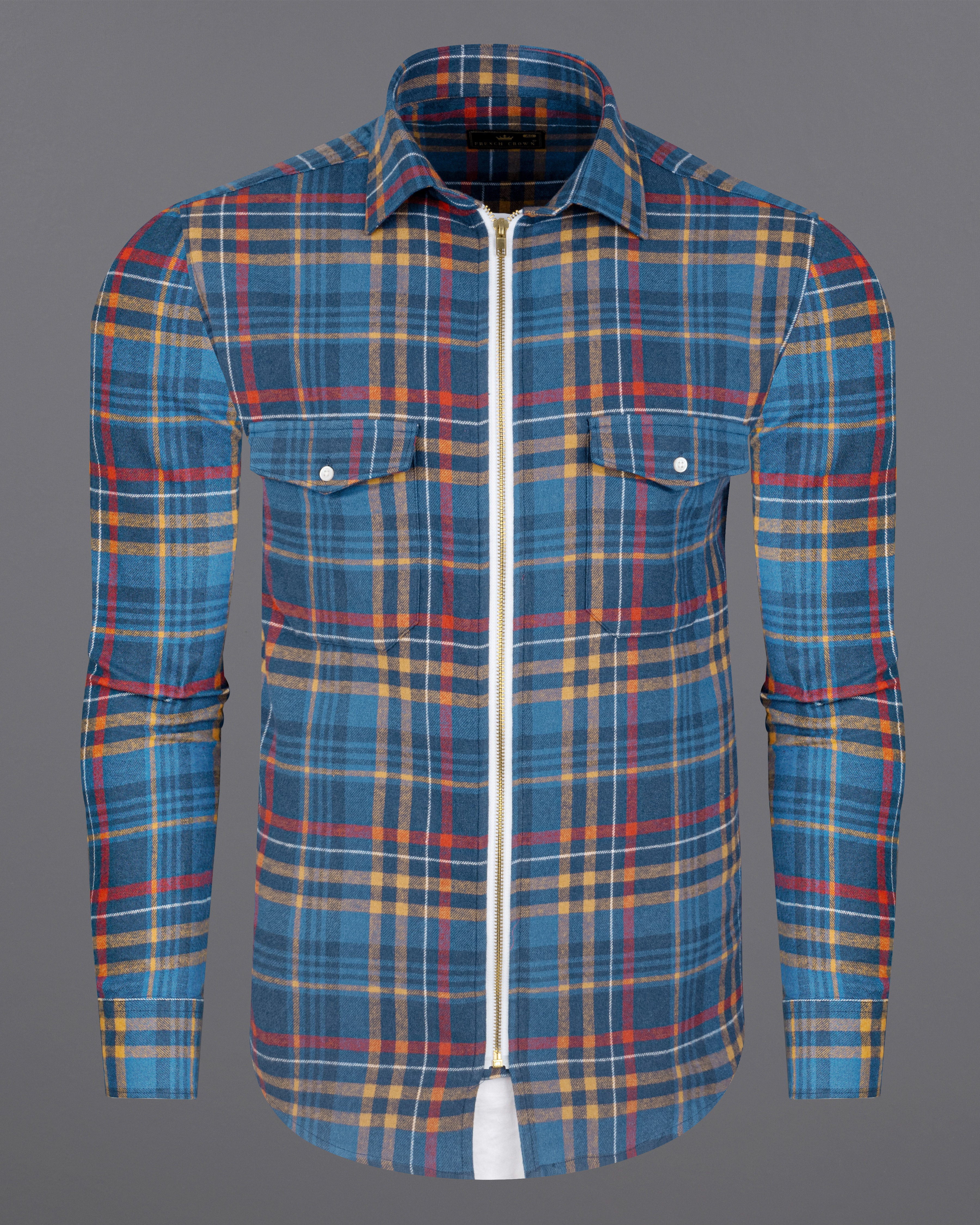 Marino Blue with Persian Yellow and Stiletto Red Plaid Flannel Designer Overshirt with Zipper Closure 8445-OS-FP-38,8445-OS-FP-H-38,8445-OS-FP-39,8445-OS-FP-H-39,8445-OS-FP-40,8445-OS-FP-H-40,8445-OS-FP-42,8445-OS-FP-H-42,8445-OS-FP-44,8445-OS-FP-H-44,8445-OS-FP-46,8445-OS-FP-H-46,8445-OS-FP-48,8445-OS-FP-H-48,8445-OS-FP-50,8445-OS-FP-H-50,8445-OS-FP-52,8445-OS-FP-H-52