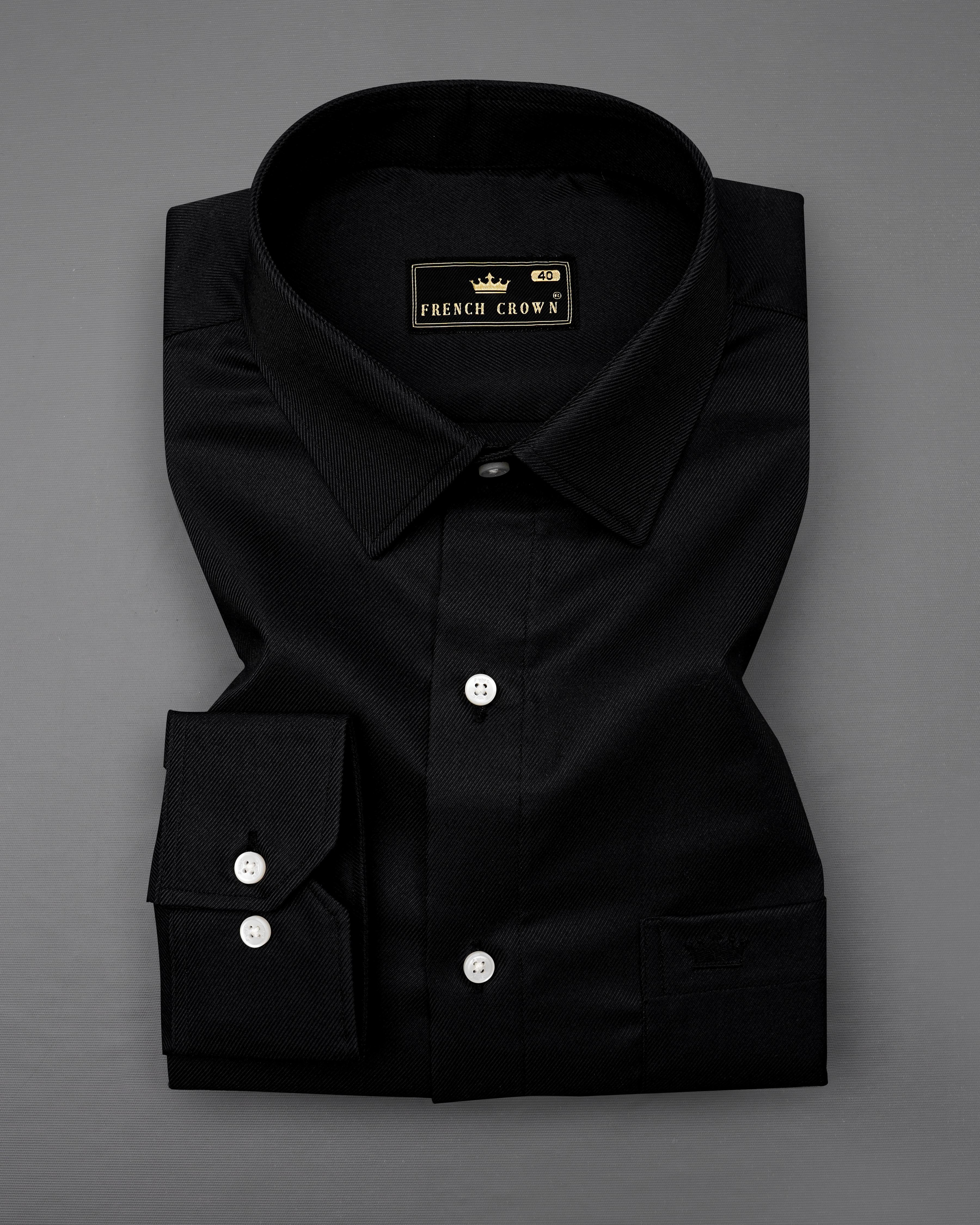 Jade Black Twill Premium Cotton Shirt 8519-38, 8519-H-38, 8519-39, 8519-H-39, 8519-40, 8519-H-40, 8519-42, 8519-H-42, 8519-44, 8519-H-44, 8519-46, 8519-H-46, 8519-48, 8519-H-48, 8519-50, 8519-H-50, 8519-52, 8519-H-52