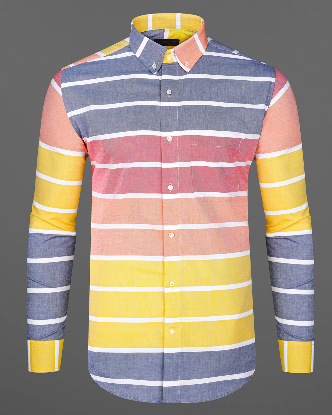 Jasmine Yellow with Rose Bud Pink Casual Stripes Premium Cotton