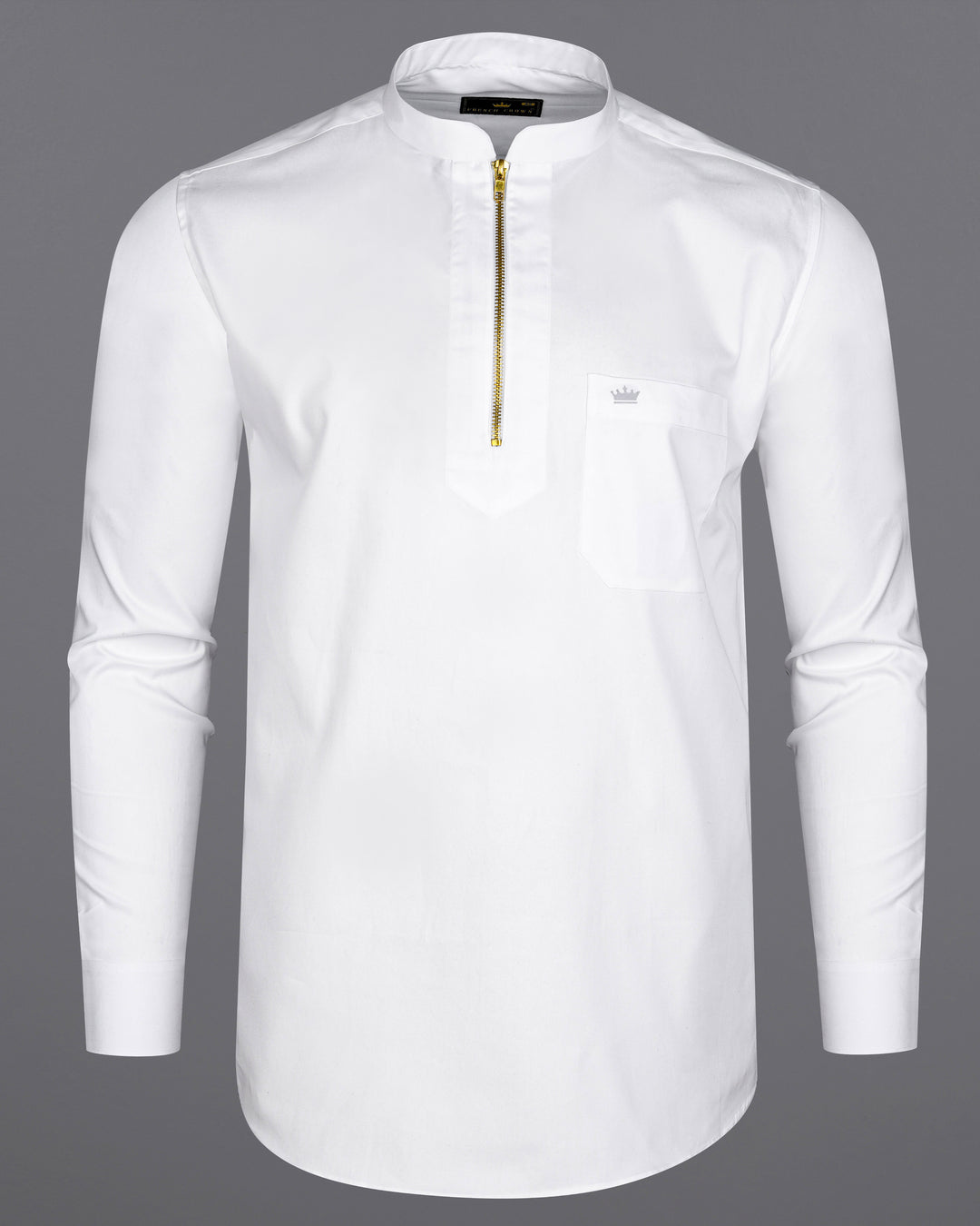 BRIGHT WHITE OXFORD ZIPPER SHIRT