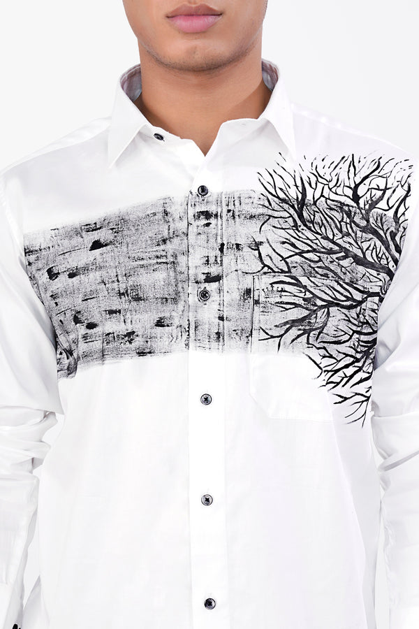 Bright White Hand Painted Royal Oxford Designer Shirt
