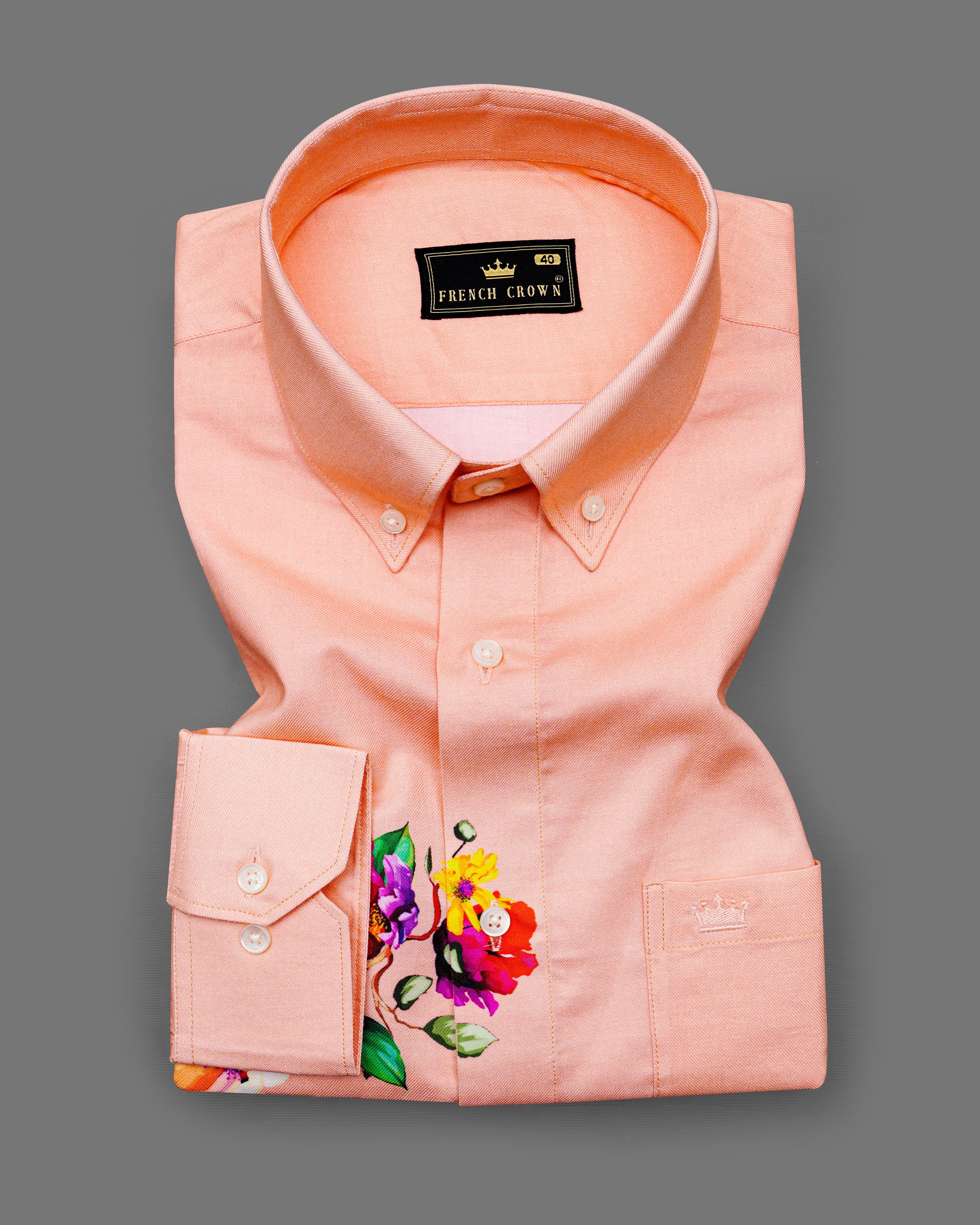 Cashmere Peach Twill Tropical Printed Premium Cotton Designer Shirt  8592-BD-P579-38,8592-BD-P579-H-38,8592-BD-P579-39,8592-BD-P579-H-39,8592-BD-P579-40,8592-BD-P579-H-40,8592-BD-P579-42,8592-BD-P579-H-42,8592-BD-P579-44,8592-BD-P579-H-44,8592-BD-P579-46,8592-BD-P579-H-46,8592-BD-P579-48,8592-BD-P579-H-48,8592-BD-P579-50,8592-BD-P579-H-50,8592-BD-P579-52,8592-BD-P579-H-52