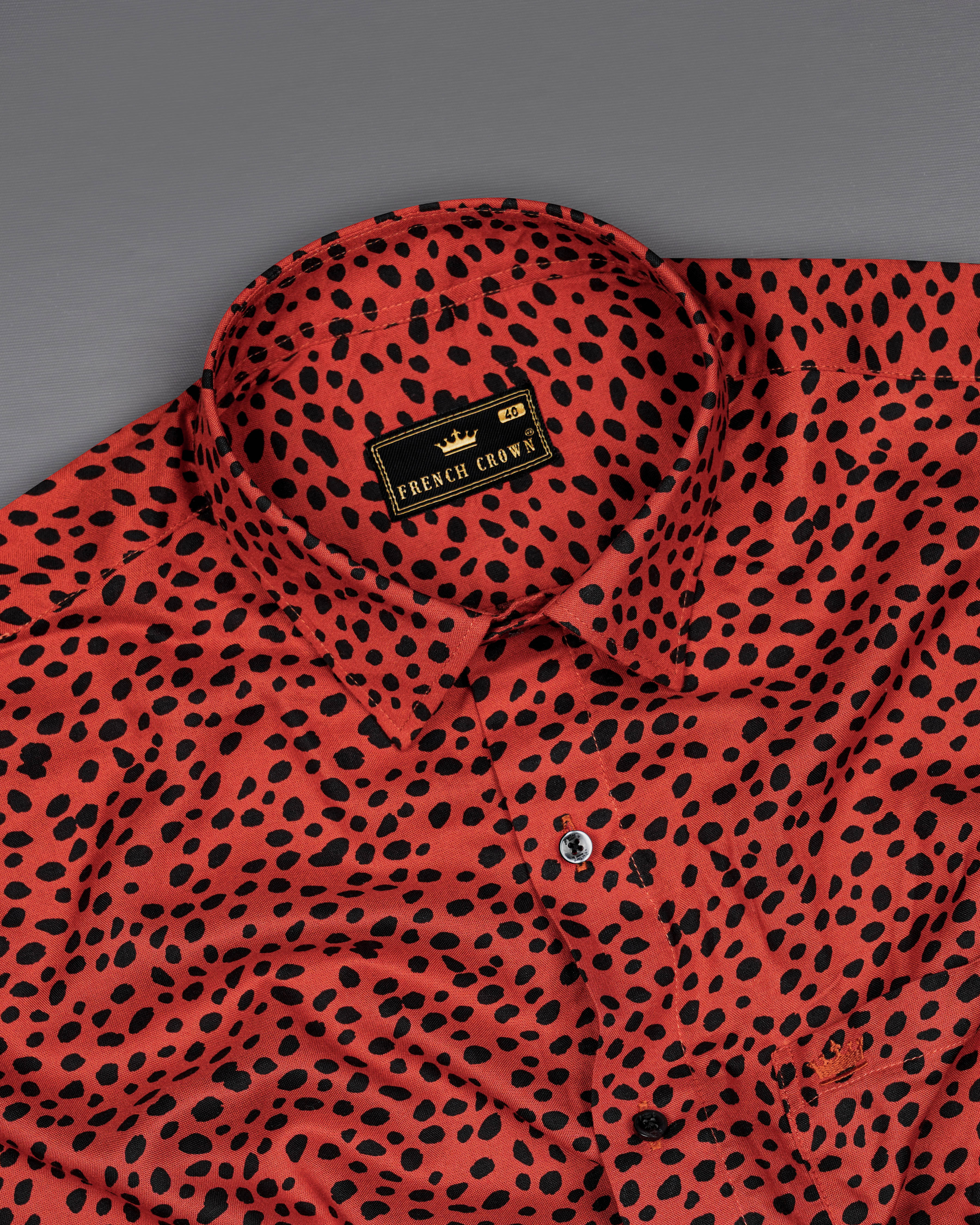 Mahogany Red Leopard Printed Premium Tencel Shirt  8595-BLK-38,8595-BLK-H-38,8595-BLK-39,8595-BLK-H-39,8595-BLK-40,8595-BLK-H-40,8595-BLK-42,8595-BLK-H-42,8595-BLK-44,8595-BLK-H-44,8595-BLK-46,8595-BLK-H-46,8595-BLK-48,8595-BLK-H-48,8595-BLK-50,8595-BLK-H-50,8595-BLK-52,8595-BLK-H-52