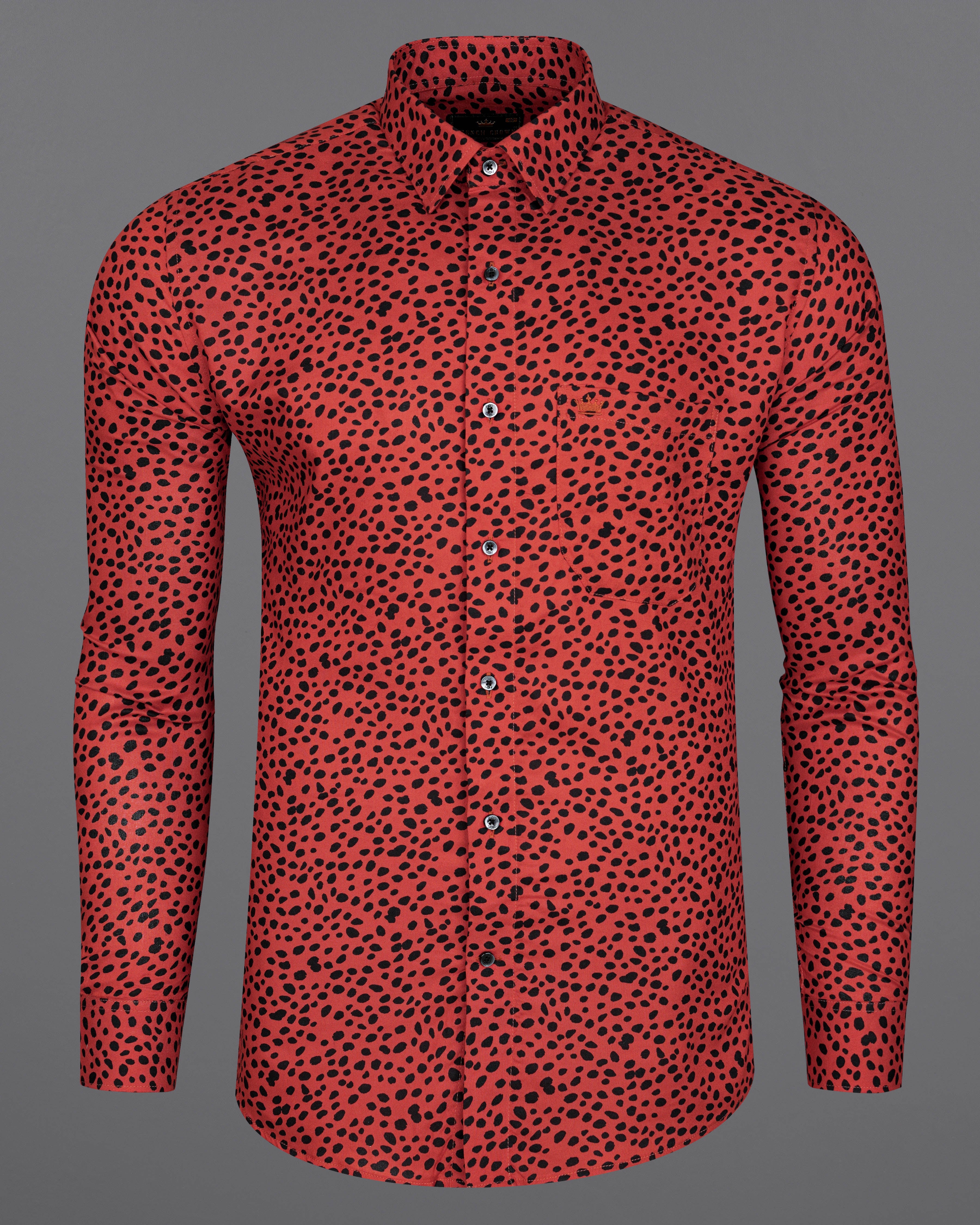 Mahogany Red Leopard Printed Premium Tencel Shirt  8595-BLK-38,8595-BLK-H-38,8595-BLK-39,8595-BLK-H-39,8595-BLK-40,8595-BLK-H-40,8595-BLK-42,8595-BLK-H-42,8595-BLK-44,8595-BLK-H-44,8595-BLK-46,8595-BLK-H-46,8595-BLK-48,8595-BLK-H-48,8595-BLK-50,8595-BLK-H-50,8595-BLK-52,8595-BLK-H-52