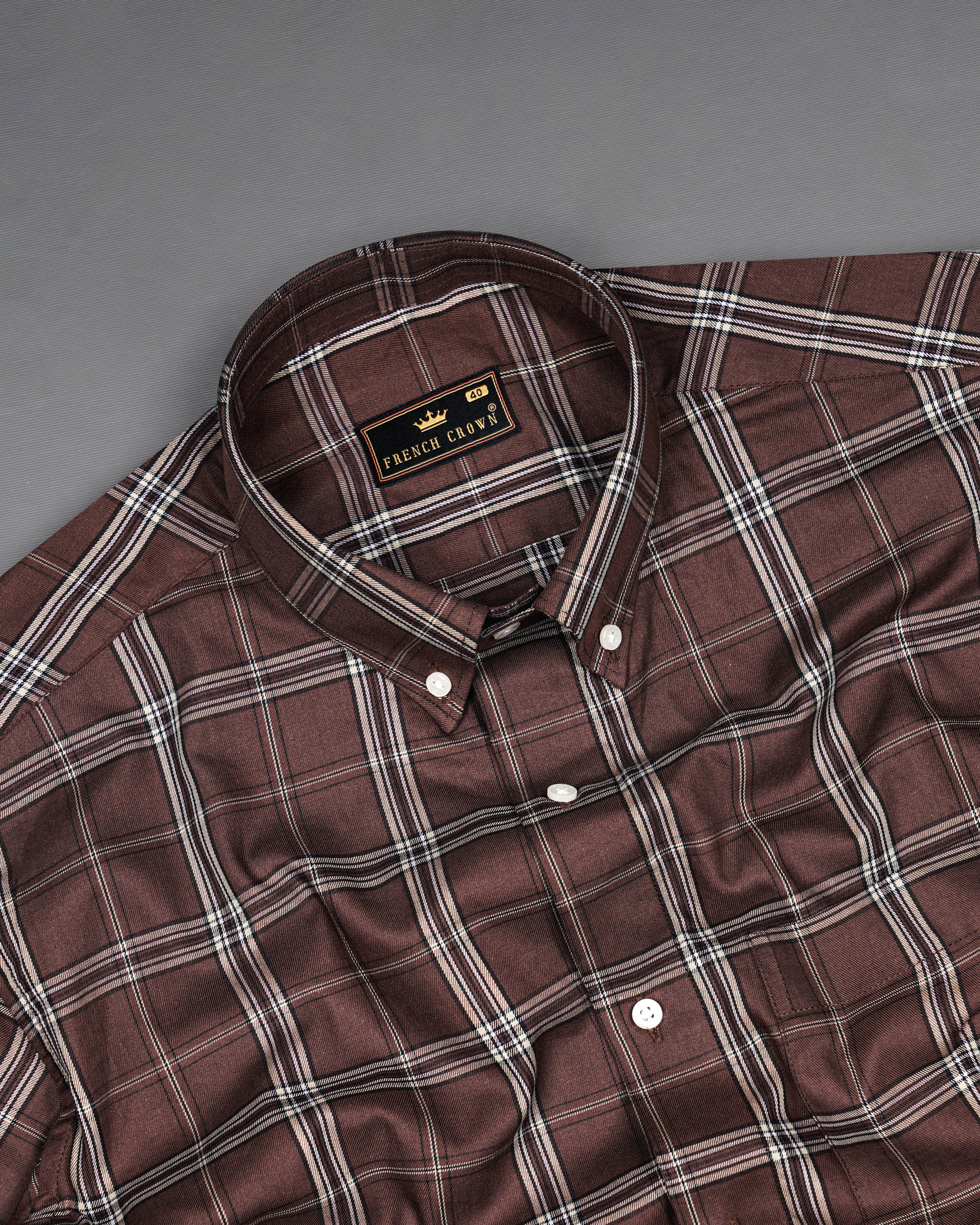 Buster Brown and Oyster Light Brown Formal Checks-Plaid