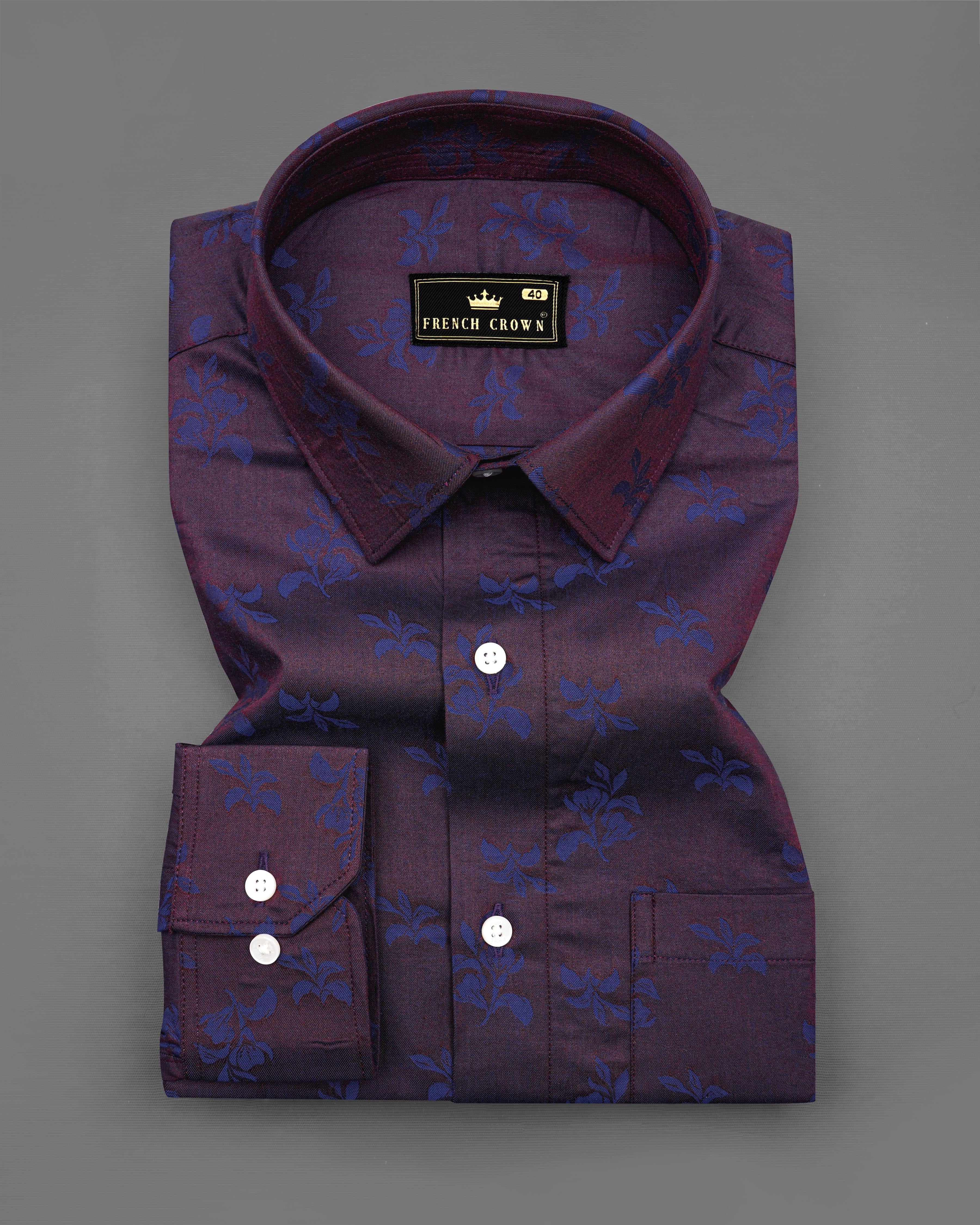 Thunder Violet Ditsy Jacquard Textured Premium Giza Cotton Shirt  8612-38,8612-H-38,8612-39,8612-H-39,8612-40,8612-H-40,8612-42,8612-H-42,8612-44,8612-H-44,8612-46,8612-H-46,8612-48,8612-H-48,8612-50,8612-H-50,8612-52,8612-H-52