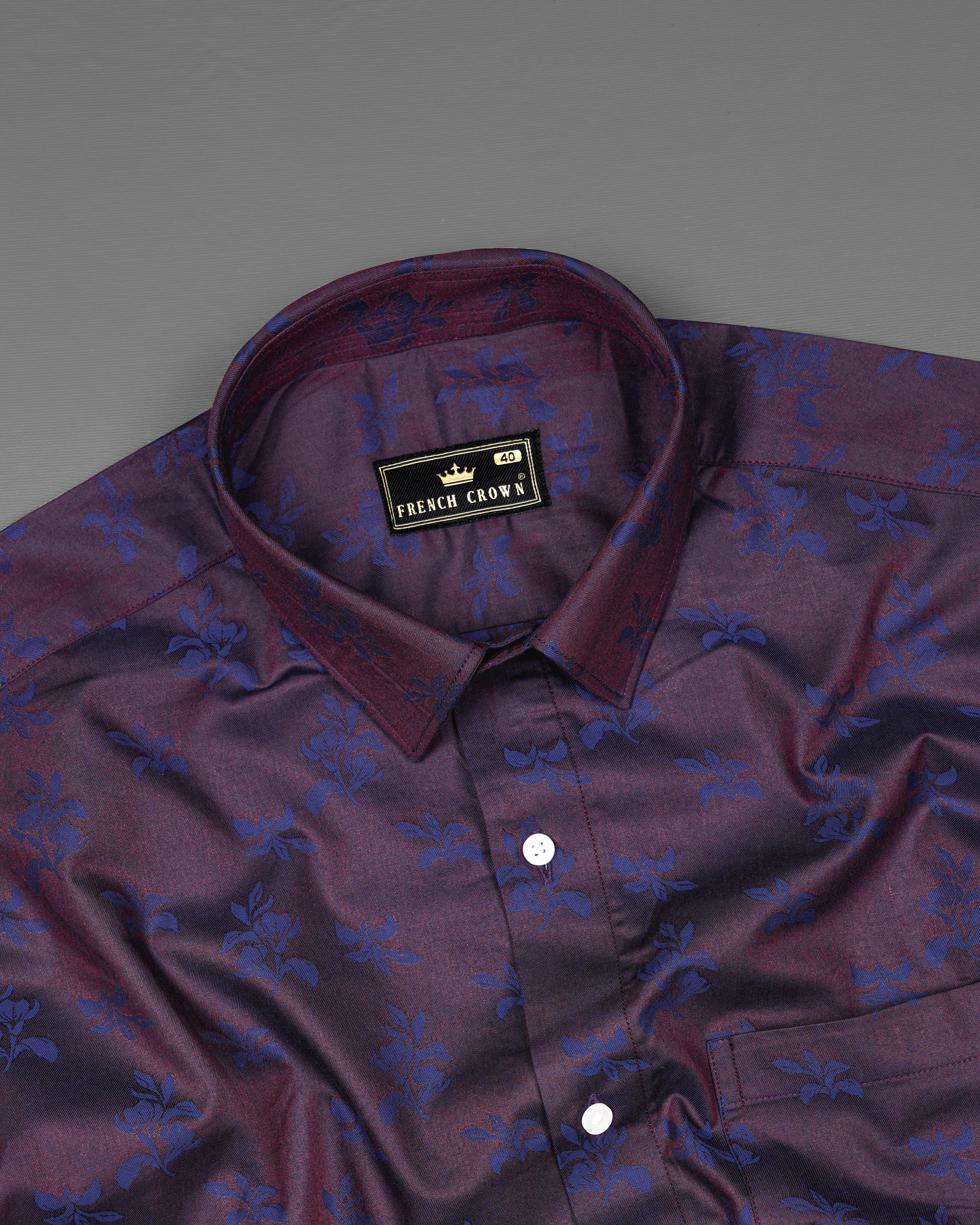 Thunder Violet Ditsy Jacquard Textured Premium Giza Cotton Shirt  8612-38,8612-H-38,8612-39,8612-H-39,8612-40,8612-H-40,8612-42,8612-H-42,8612-44,8612-H-44,8612-46,8612-H-46,8612-48,8612-H-48,8612-50,8612-H-50,8612-52,8612-H-52