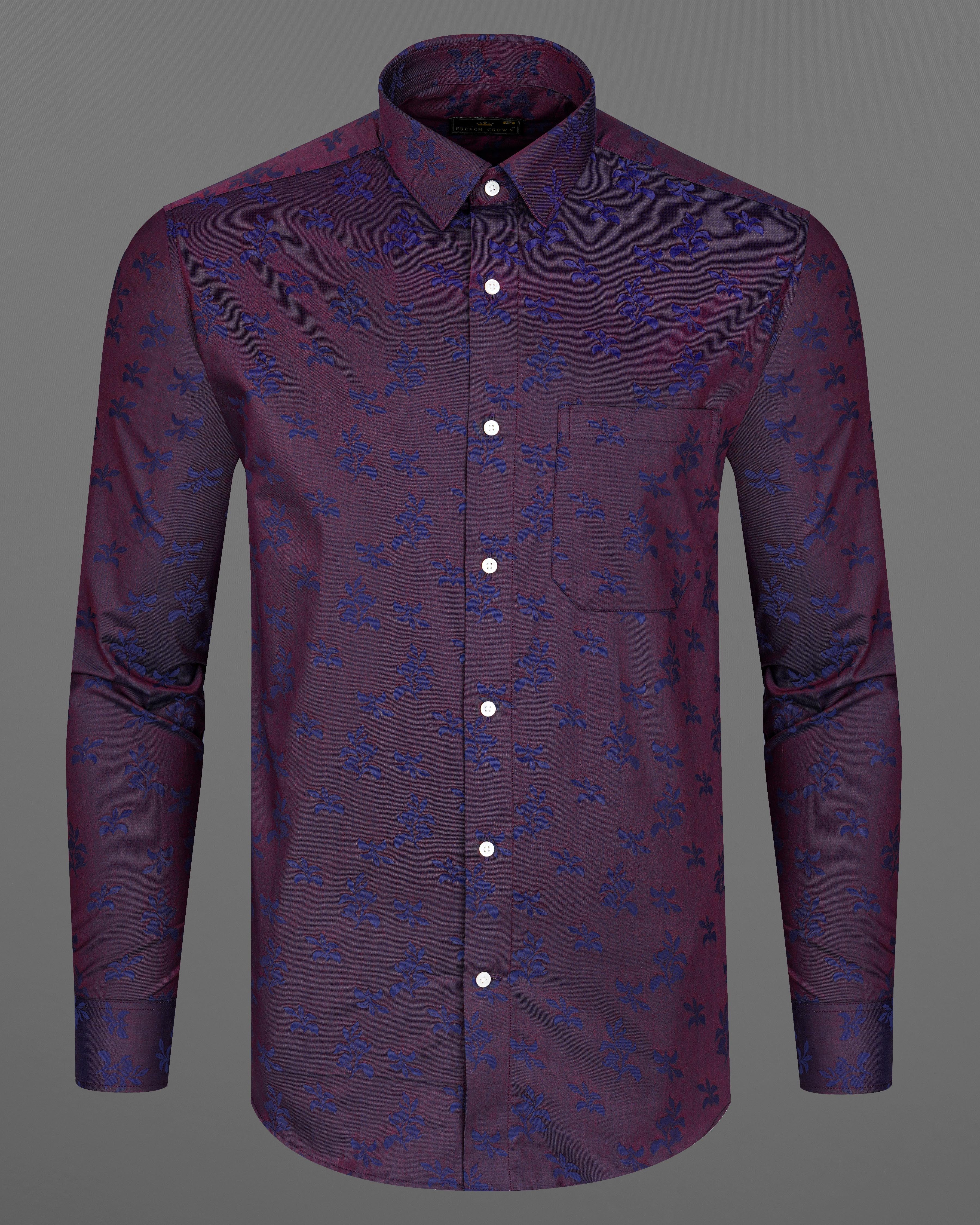 Thunder Violet Ditsy Jacquard Textured Premium Giza Cotton Shirt  8612-38,8612-H-38,8612-39,8612-H-39,8612-40,8612-H-40,8612-42,8612-H-42,8612-44,8612-H-44,8612-46,8612-H-46,8612-48,8612-H-48,8612-50,8612-H-50,8612-52,8612-H-52