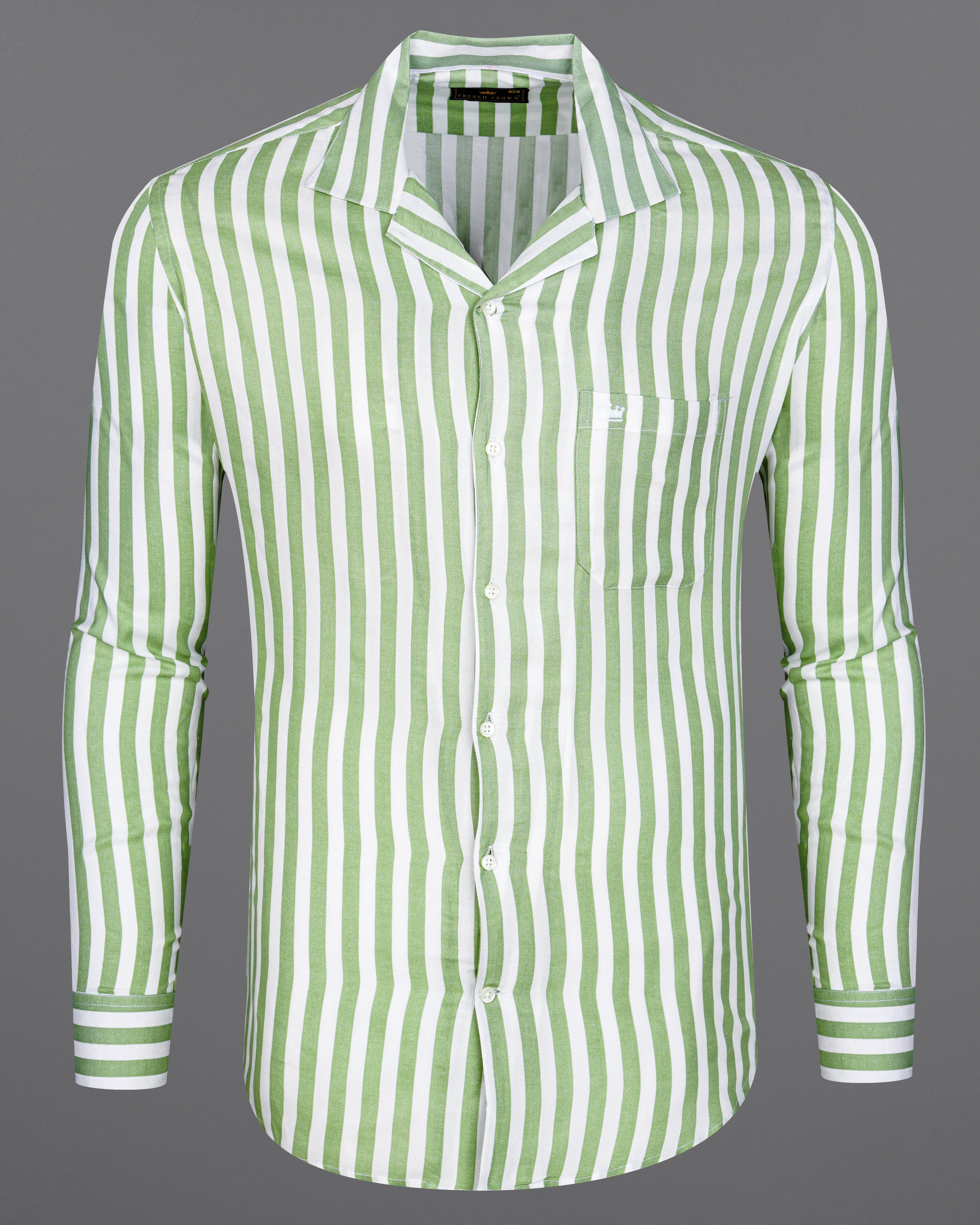 Bright White with Lichen Green Striped Premium Tencel Shirt  8616-CC-38,8616-CC-H-38,8616-CC-39,8616-CC-H-39,8616-CC-40,8616-CC-H-40,8616-CC-42,8616-CC-H-42,8616-CC-44,8616-CC-H-44,8616-CC-46,8616-CC-H-46,8616-CC-48,8616-CC-H-48,8616-CC-50,8616-CC-H-50,8616-CC-52,8616-CC-H-52