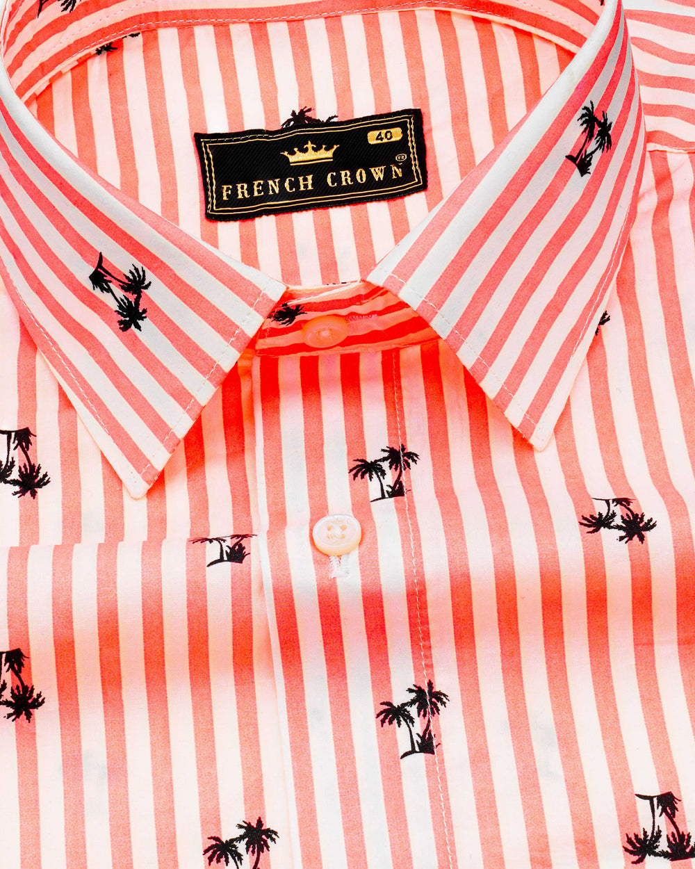 Portland Orange and Cream Casual Stripes Premium Cotton Shirt For Men