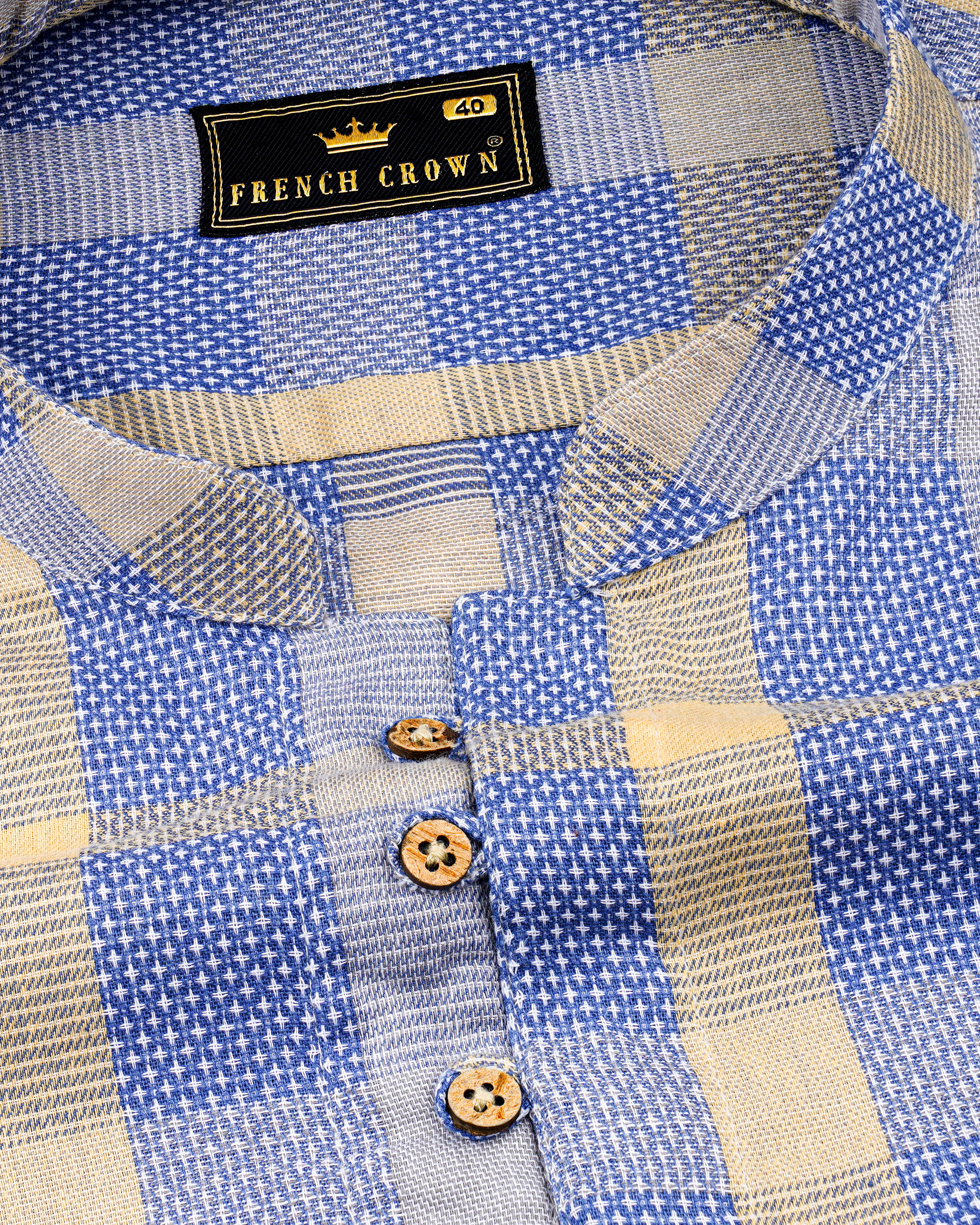 Glaucous Blue with Chardonnay Yellow Checked Dobby Kurta Shirt  8620-KS-38,8620-KS-H-38,8620-KS-39,8620-KS-H-39,8620-KS-40,8620-KS-H-40,8620-KS-42,8620-KS-H-42,8620-KS-44,8620-KS-H-44,8620-KS-46,8620-KS-H-46,8620-KS-48,8620-KS-H-48,8620-KS-50,8620-KS-H-50,8620-KS-52,8620-KS-H-52