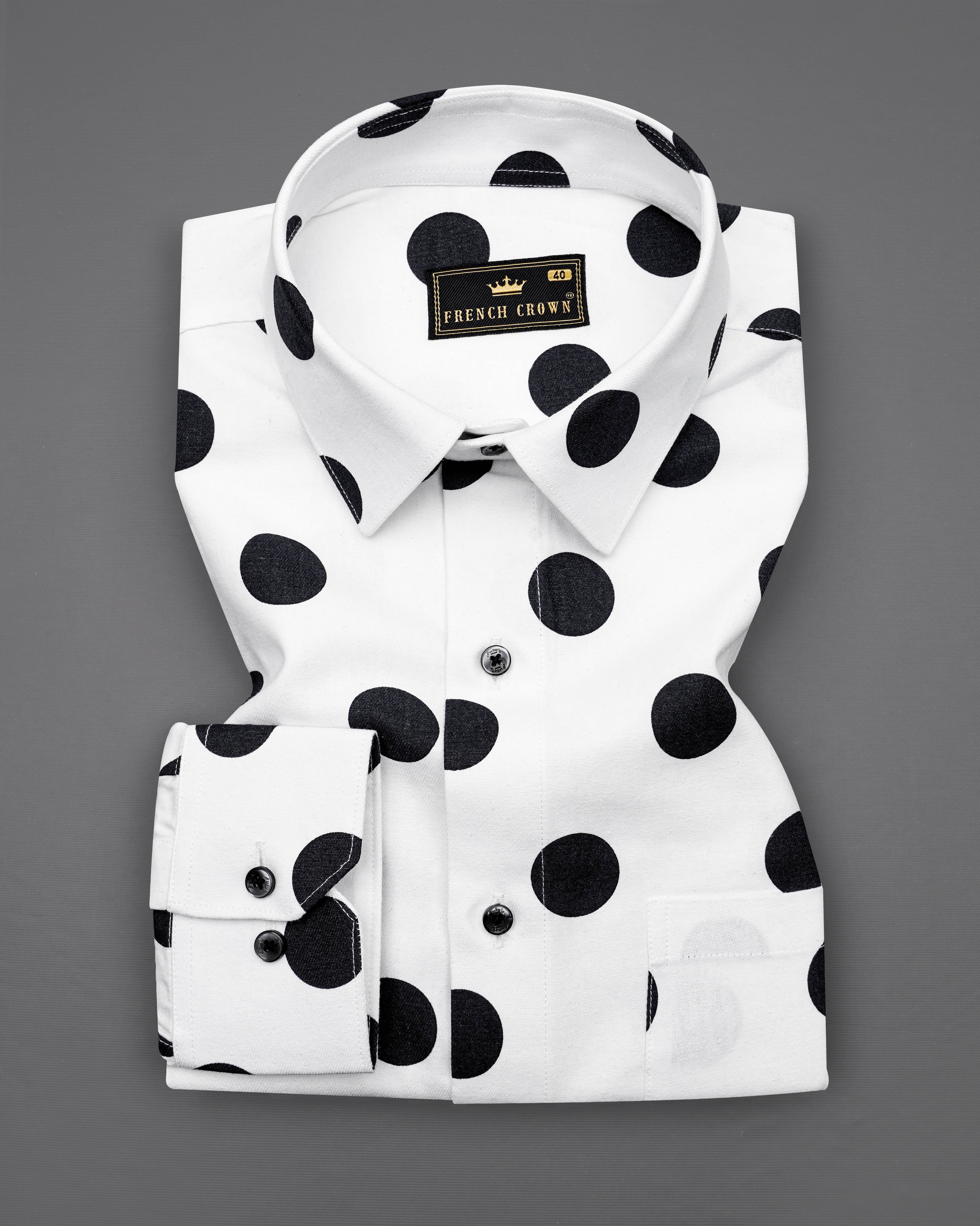 Bright White Polka Dotted Royal Oxford Shirt  8621-BLK-38,8621-BLK-H-38,8621-BLK-39,8621-BLK-H-39,8621-BLK-40,8621-BLK-H-40,8621-BLK-42,8621-BLK-H-42,8621-BLK-44,8621-BLK-H-44,8621-BLK-46,8621-BLK-H-46,8621-BLK-48,8621-BLK-H-48,8621-BLK-50,8621-BLK-H-50,8621-BLK-52,8621-BLK-H-52