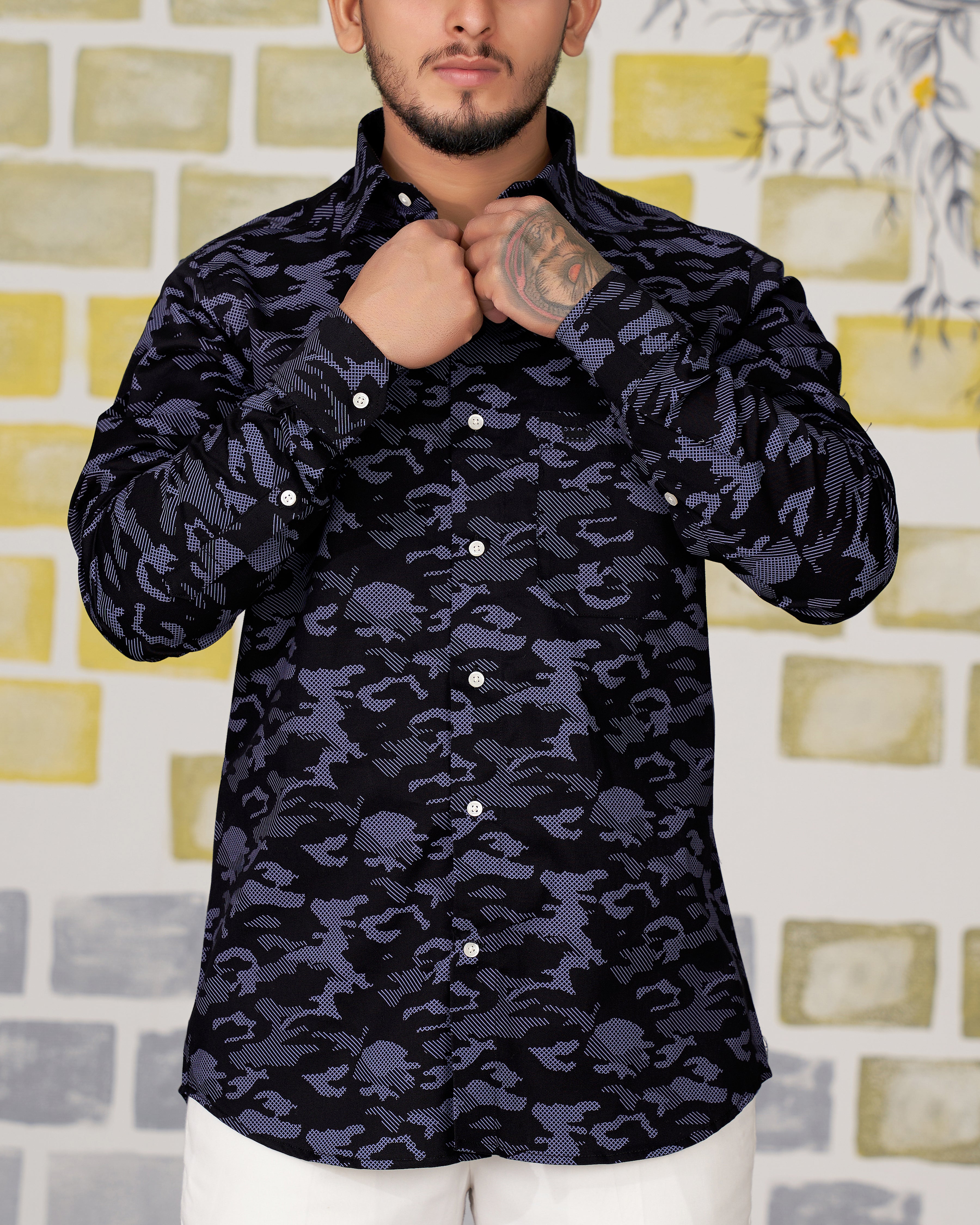 Scampi Blue with Jade Black Super Soft Premium Cotton Commando Shirt