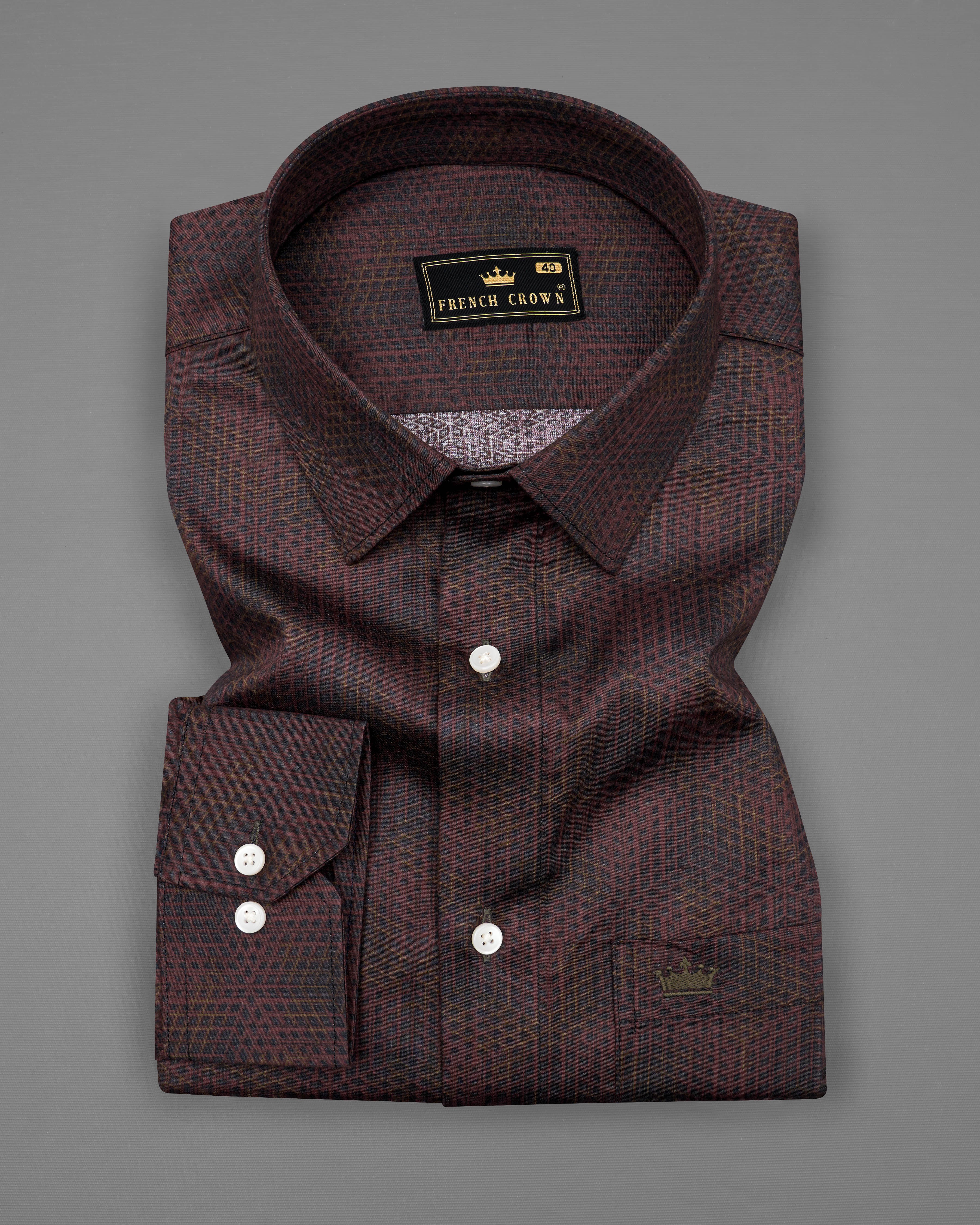 Taupe Brown Subtle Checked Super Soft Premium Cotton Shirt  8648-38,8648-H-38,8648-39,8648-H-39,8648-40,8648-H-40,8648-42,8648-H-42,8648-44,8648-H-44,8648-46,8648-H-46,8648-48,8648-H-48,8648-50,8648-H-50,8648-52,8648-H-52