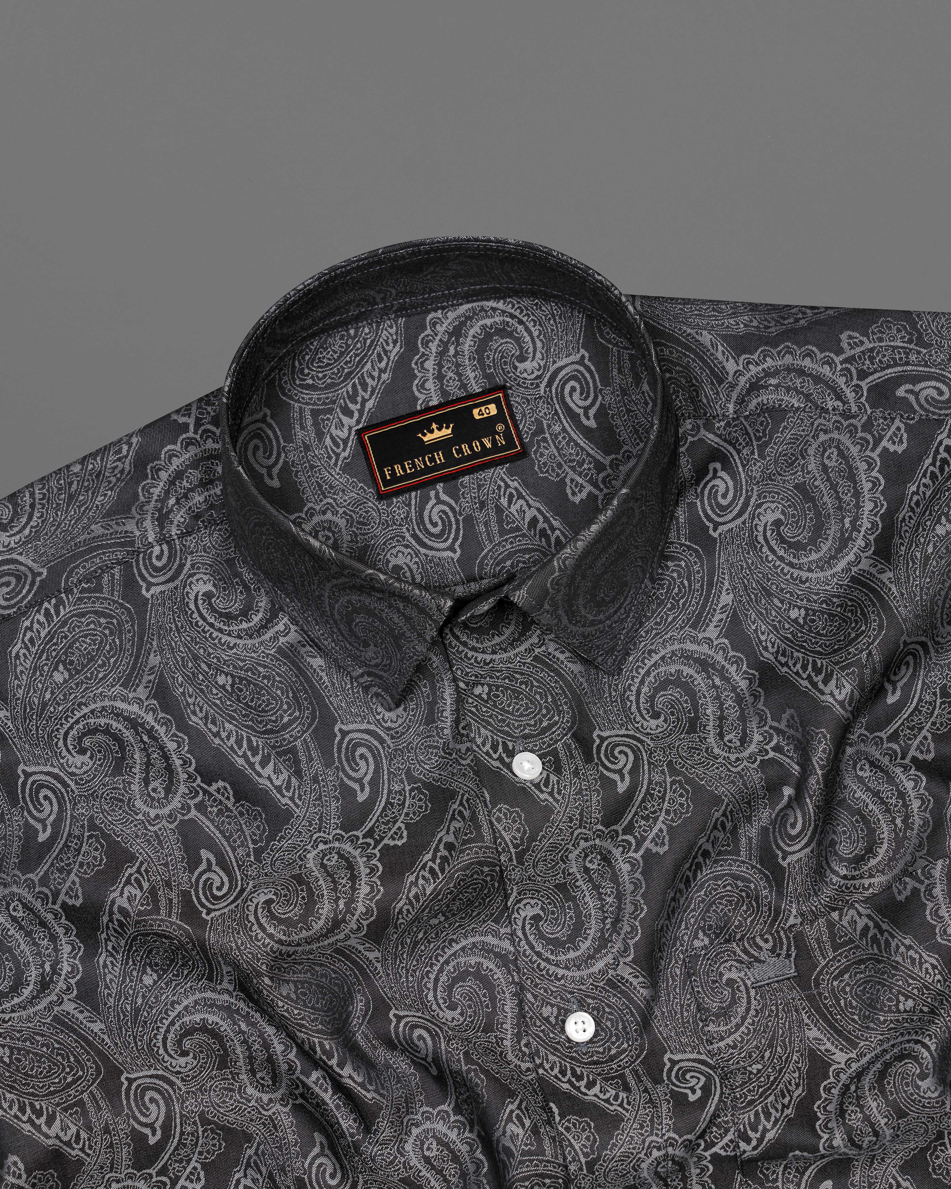  Dune with Topaz Gray Paisley Jacquard Textured Premium Giza Cotton Shirt  8657-38,8657-H-38,8657-39,8657-H-39,8657-40,8657-H-40,8657-42,8657-H-42,8657-44,8657-H-44,8657-46,8657-H-46,8657-48,8657-H-48,8657-50,8657-H-50,8657-52,8657-H-52