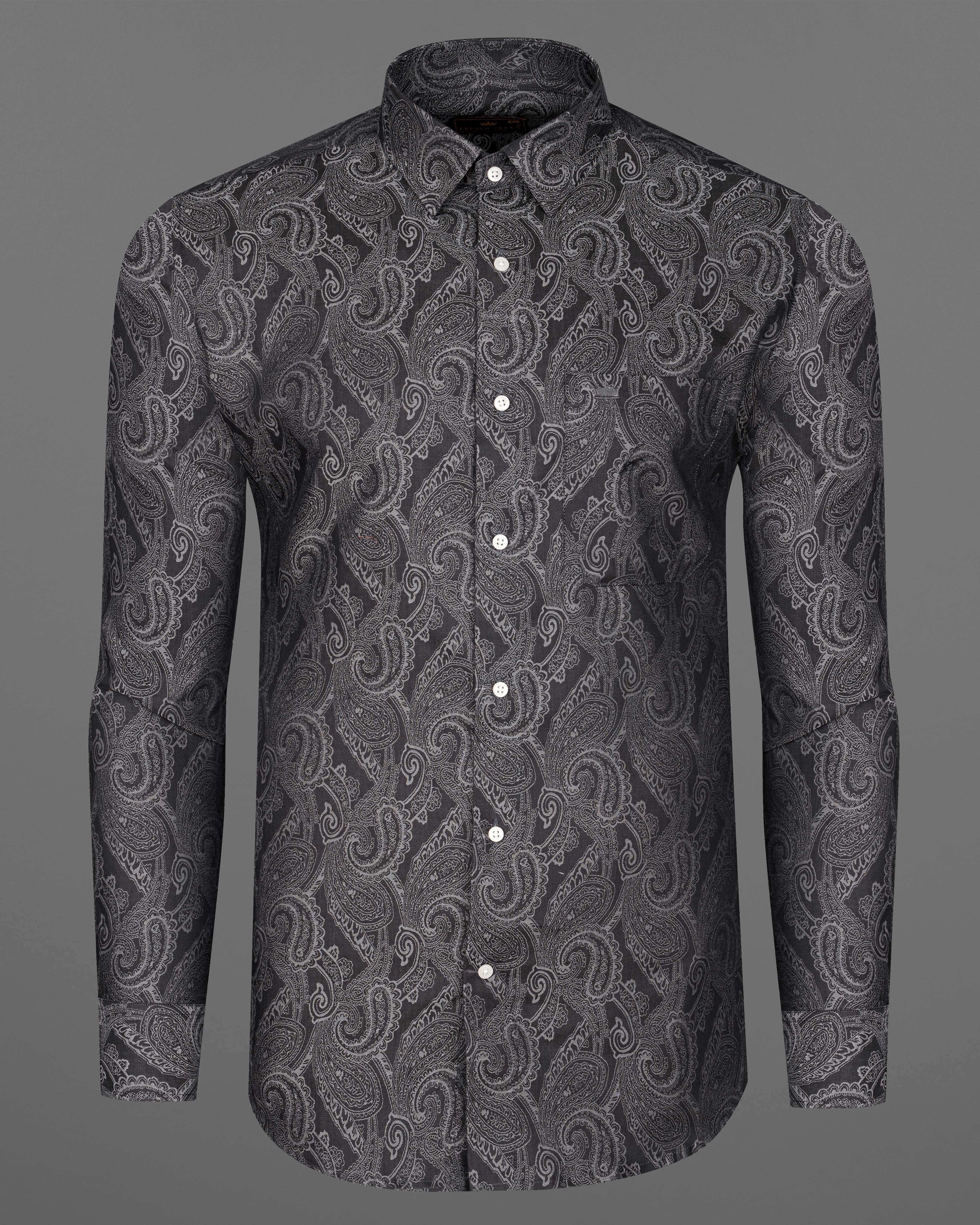  Dune with Topaz Gray Paisley Jacquard Textured Premium Giza Cotton Shirt  8657-38,8657-H-38,8657-39,8657-H-39,8657-40,8657-H-40,8657-42,8657-H-42,8657-44,8657-H-44,8657-46,8657-H-46,8657-48,8657-H-48,8657-50,8657-H-50,8657-52,8657-H-52