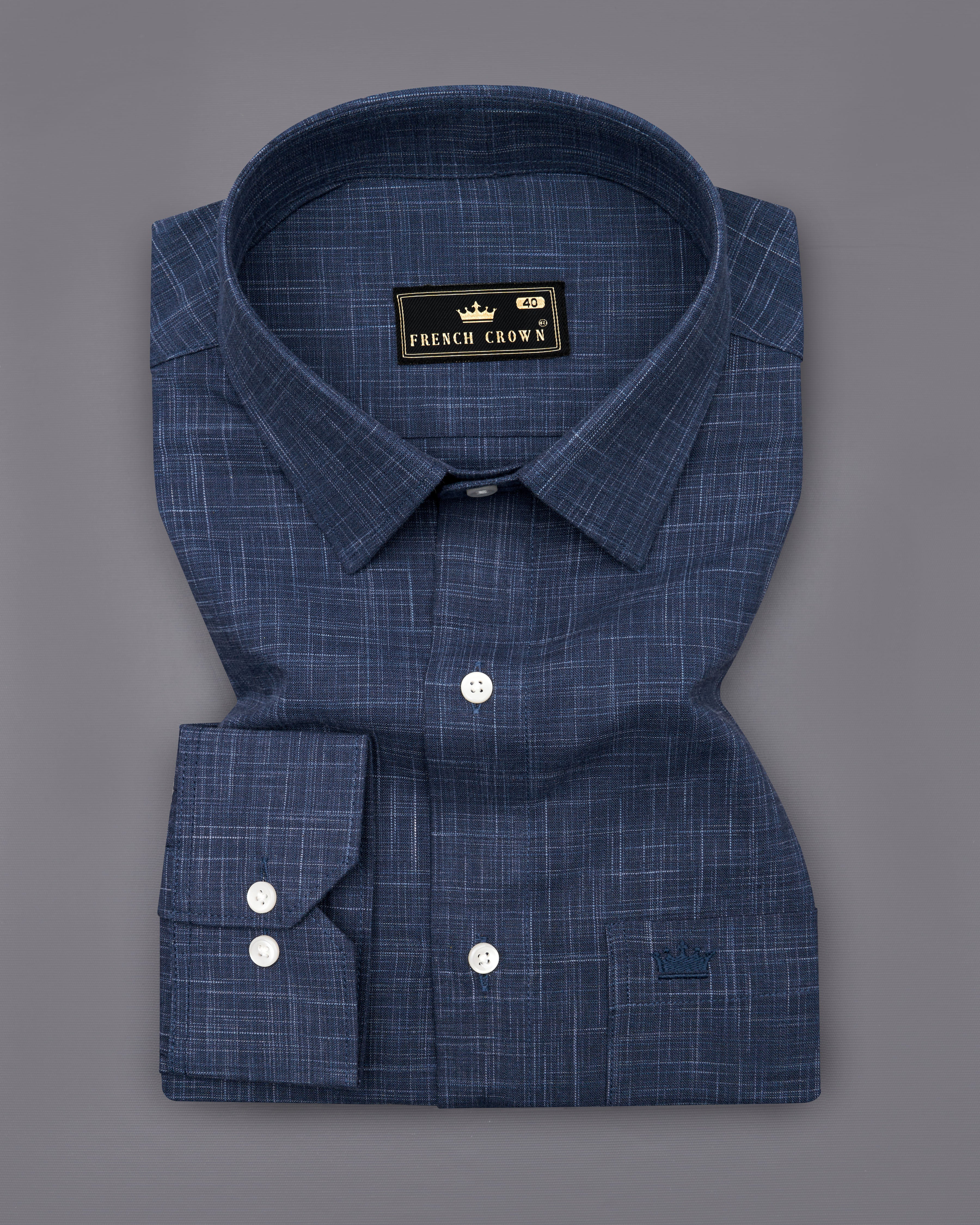 Ebony Clay Navy Blue Chambray Shirt  8660-38,8660-H-38,8660-39,8660-H-39,8660-40,8660-H-40,8660-42,8660-H-42,8660-44,8660-H-44,8660-46,8660-H-46,8660-48,8660-H-48,8660-50,8660-H-50,8660-52,8660-H-52