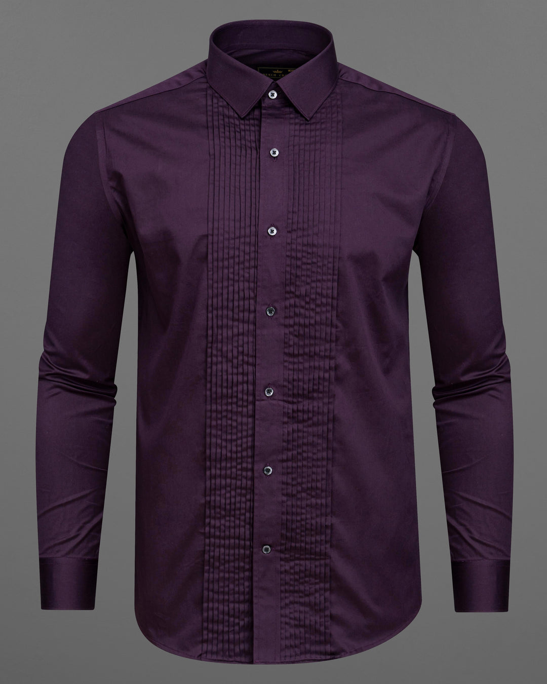 TOLOPEA PURPLE SUBTLE SHEEN SNAKE PLEATED SUPER SOFT PREMIUM COTTON TUXEDO SHIRT