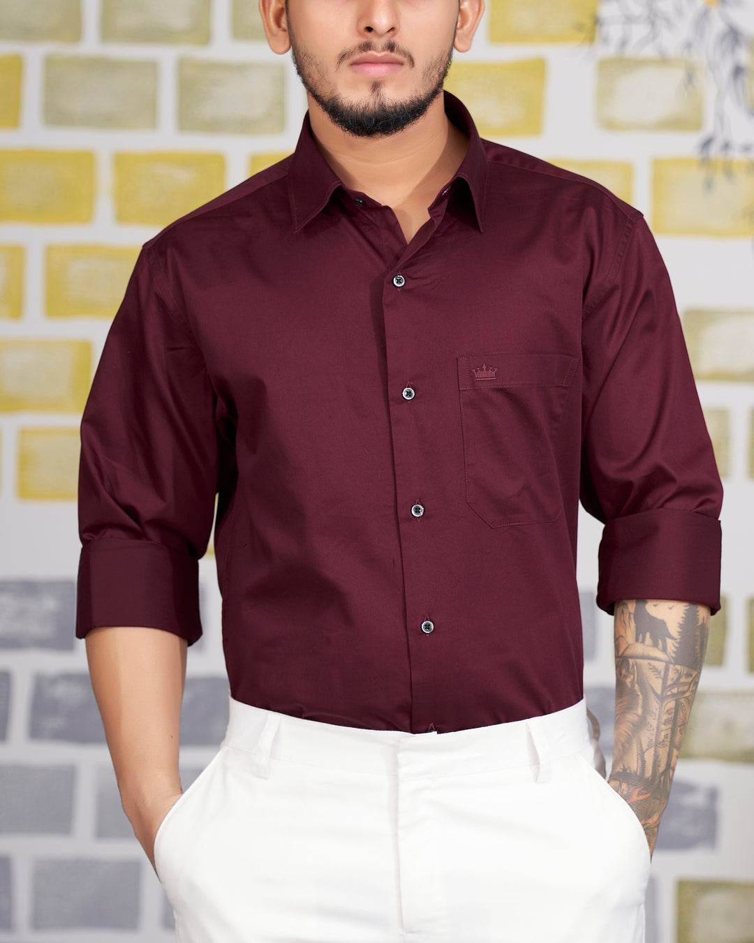 CRATER MAROON SUBTLE SHEEN SUPER SOFT PREMIUM COTTON SHIRT