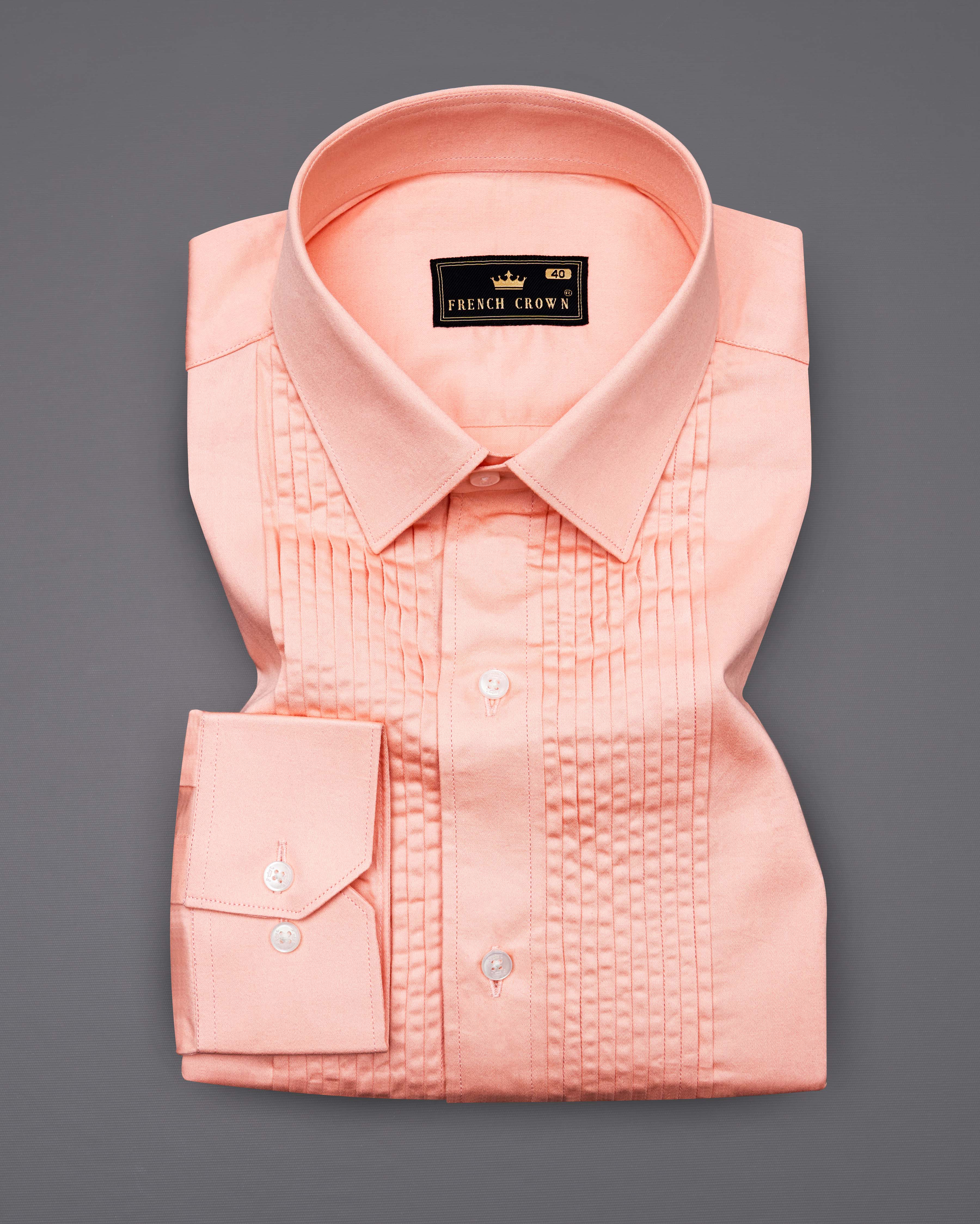 Melon Peach Subtle Sheen Snake Pleated Super Soft Premium Cotton Shirt 8694-TXD-38, 8694-TXD-H-38, 8694-TXD-39, 8694-TXD-H-39, 8694-TXD-40, 8694-TXD-H-40, 8694-TXD-42, 8694-TXD-H-42, 8694-TXD-44, 8694-TXD-H-44, 8694-TXD-46, 8694-TXD-H-46, 8694-TXD-48, 8694-TXD-H-48, 8694-TXD-50, 8694-TXD-H-50, 8694-TXD-52, 8694-TXD-H-52