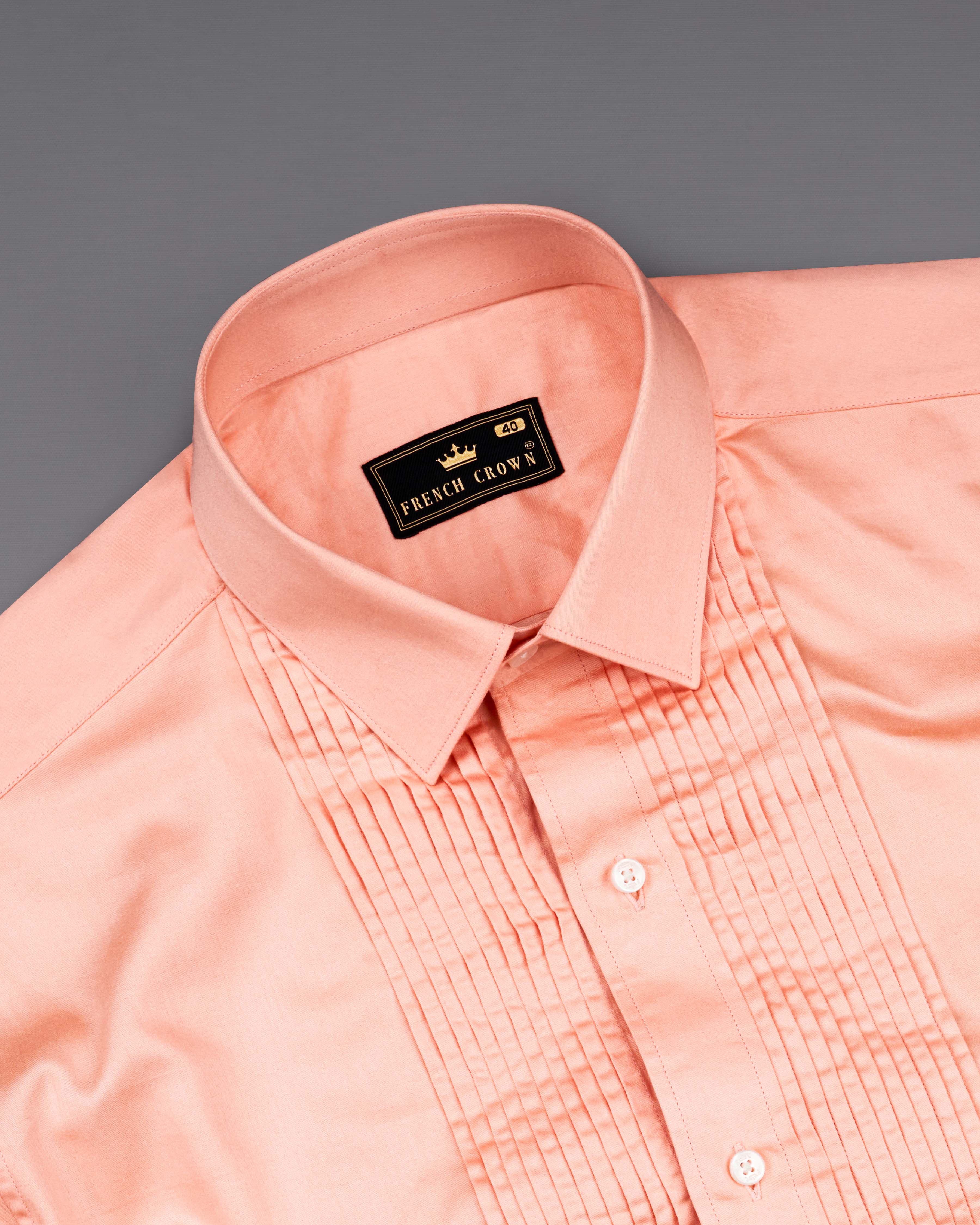 Melon Peach Subtle Sheen Snake Pleated Super Soft Premium Cotton Shirt 8694-TXD-38, 8694-TXD-H-38, 8694-TXD-39, 8694-TXD-H-39, 8694-TXD-40, 8694-TXD-H-40, 8694-TXD-42, 8694-TXD-H-42, 8694-TXD-44, 8694-TXD-H-44, 8694-TXD-46, 8694-TXD-H-46, 8694-TXD-48, 8694-TXD-H-48, 8694-TXD-50, 8694-TXD-H-50, 8694-TXD-52, 8694-TXD-H-52