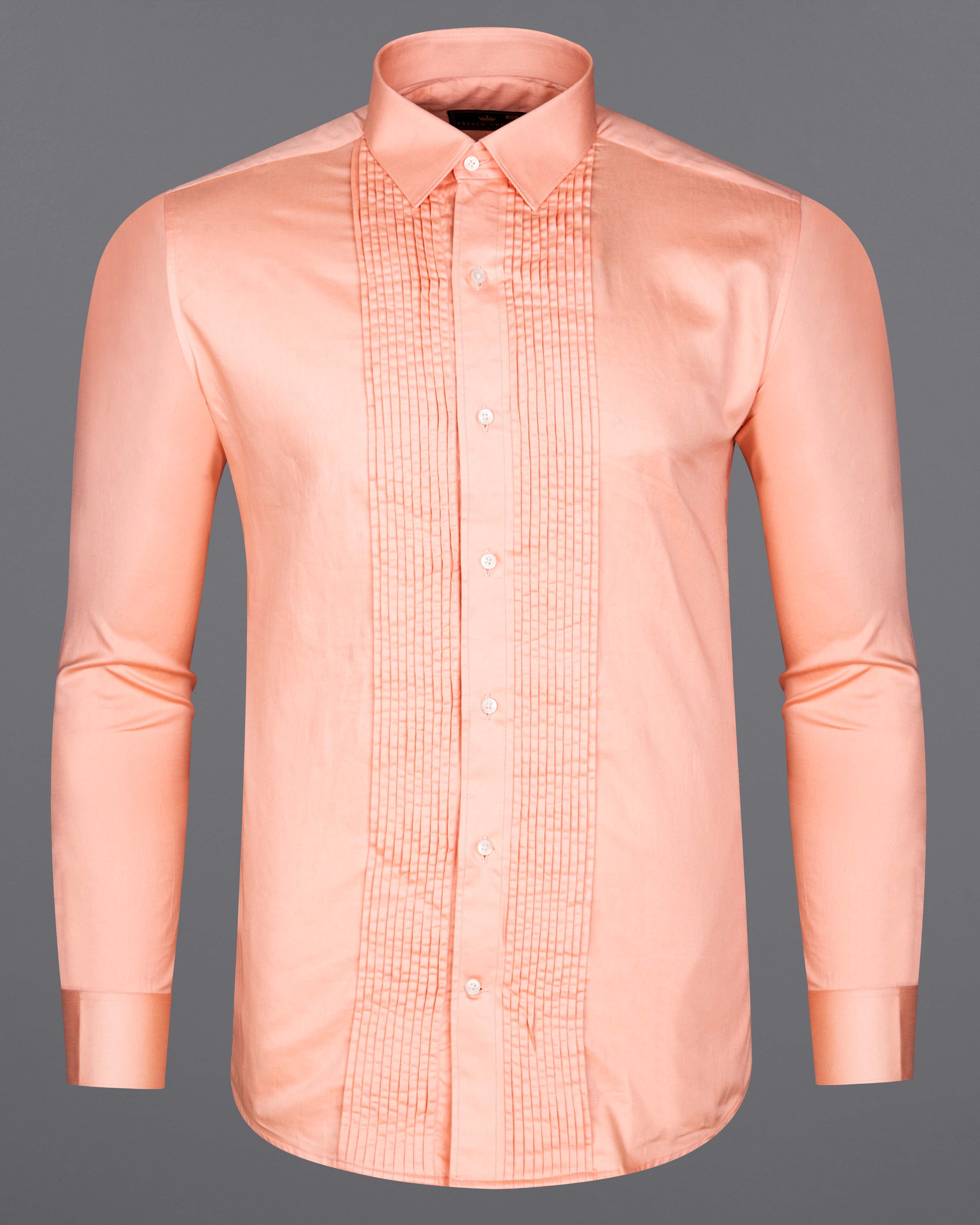 Melon Peach Subtle Sheen Snake Pleated Super Soft Premium Cotton Shirt 8694-TXD-38, 8694-TXD-H-38, 8694-TXD-39, 8694-TXD-H-39, 8694-TXD-40, 8694-TXD-H-40, 8694-TXD-42, 8694-TXD-H-42, 8694-TXD-44, 8694-TXD-H-44, 8694-TXD-46, 8694-TXD-H-46, 8694-TXD-48, 8694-TXD-H-48, 8694-TXD-50, 8694-TXD-H-50, 8694-TXD-52, 8694-TXD-H-52