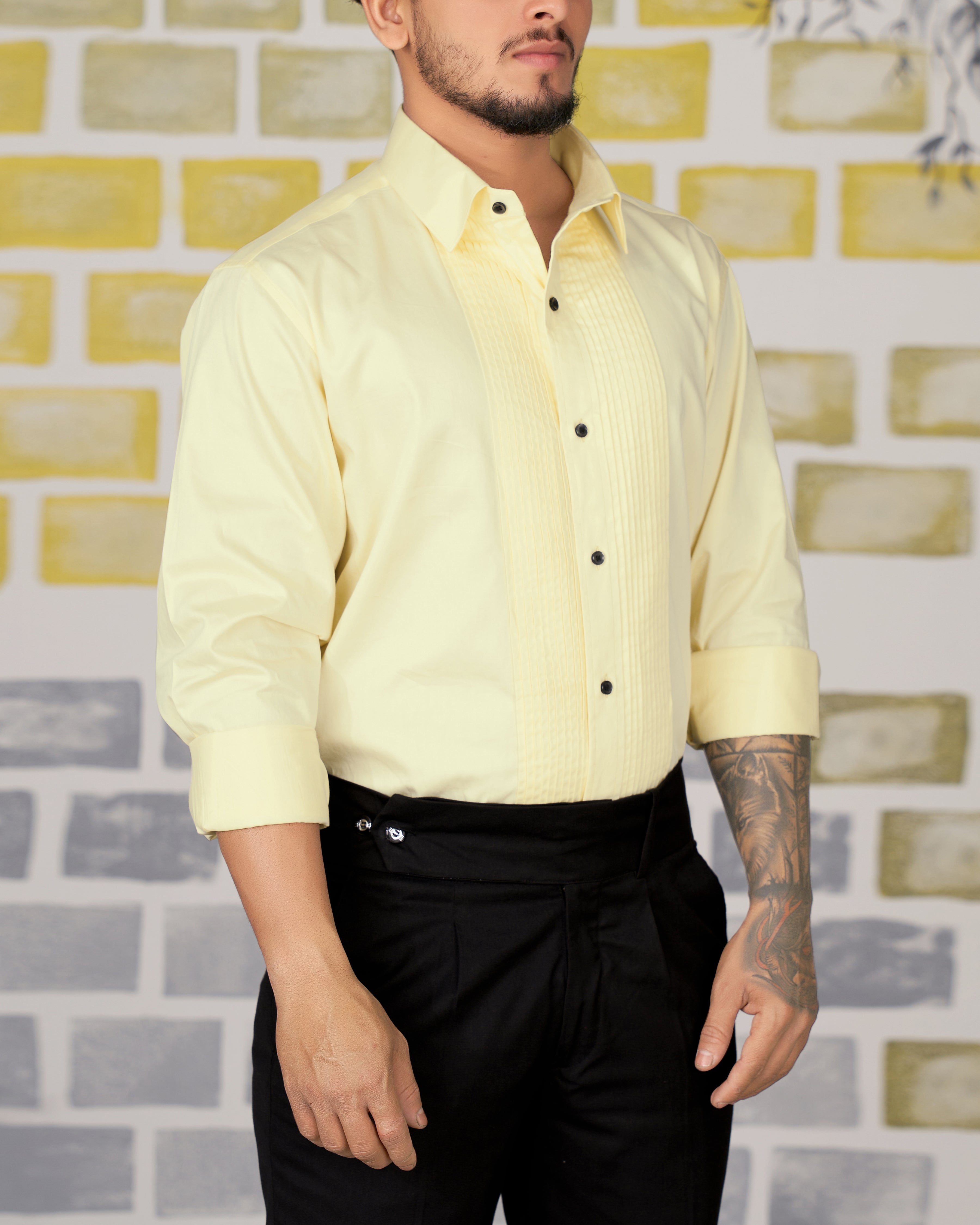 Oasis Yellow Snake Pleated Super Soft Premium Cotton Tuxedo Shirt  8696-BLK-TXD-38,8696-BLK-TXD-H-38,8696-BLK-TXD-39,8696-BLK-TXD-H-39,8696-BLK-TXD-40,8696-BLK-TXD-H-40,8696-BLK-TXD-42,8696-BLK-TXD-H-42,8696-BLK-TXD-44,8696-BLK-TXD-H-44,8696-BLK-TXD-46,8696-BLK-TXD-H-46,8696-BLK-TXD-48,8696-BLK-TXD-H-48,8696-BLK-TXD-50,8696-BLK-TXD-H-50,8696-BLK-TXD-52,8696-BLK-TXD-H-52