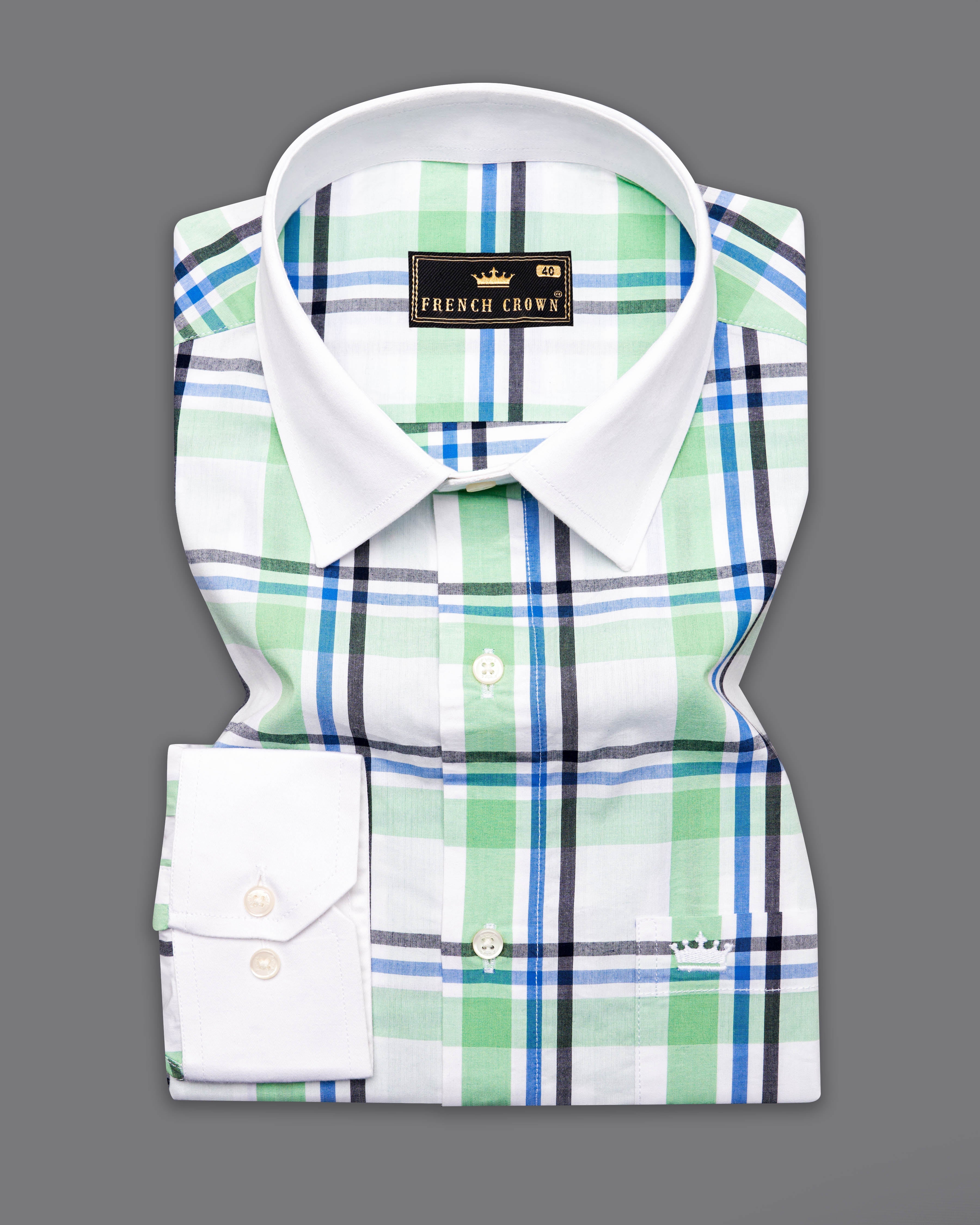 Asparagus Green with White Checkered Printed Super Soft Premium Cotton Designer Shirt 8711-WCC-RPRT-007-38, 8711-WCC-RPRT-007-H-38, 8711-WCC-RPRT-007-39, 8711-WCC-RPRT-007-H-39, 8711-WCC-RPRT-007-40, 8711-WCC-RPRT-007-H-40, 8711-WCC-RPRT-007-42, 8711-WCC-RPRT-007-H-42, 8711-WCC-RPRT-007-44, 8711-WCC-RPRT-007-H-44, 8711-WCC-RPRT-007-46, 8711-WCC-RPRT-007-H-46, 8711-WCC-RPRT-007-48, 8711-WCC-RPRT-007-H-48, 8711-WCC-RPRT-007-50, 8711-WCC-RPRT-007-H-50, 8711-WCC-RPRT-007-52, 8711-WCC-RPRT-007-H-52