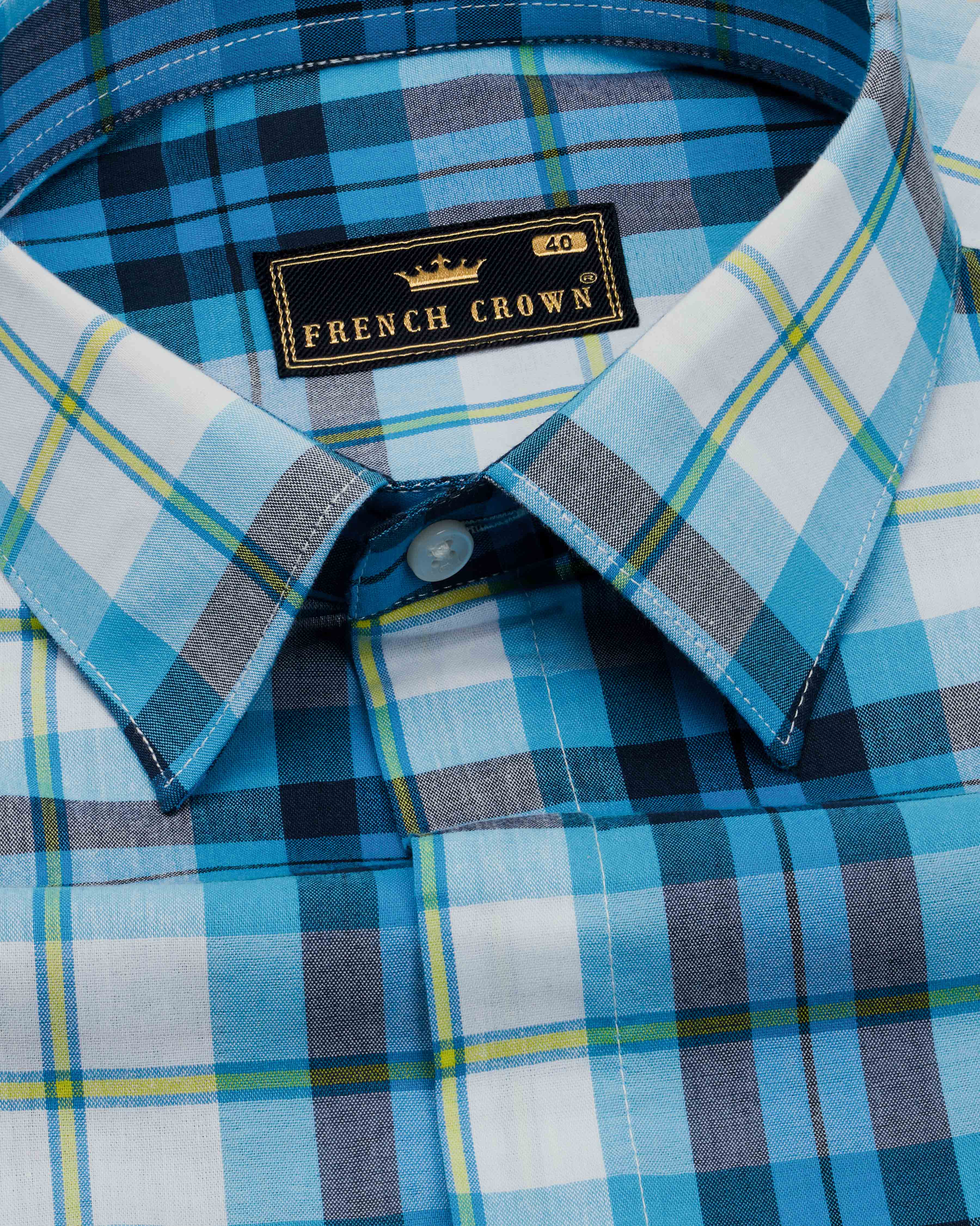 Cerulean Blue with White and Mirage Black Plaid Premium Cotton Designer Shirt  8732-P71-38,8732-P71-H-38,8732-P71-39,8732-P71-H-39,8732-P71-40,8732-P71-H-40,8732-P71-42,8732-P71-H-42,8732-P71-44,8732-P71-H-44,8732-P71-46,8732-P71-H-46,8732-P71-48,8732-P71-H-48,8732-P71-50,8732-P71-H-50,8732-P71-52,8732-P71-H-52