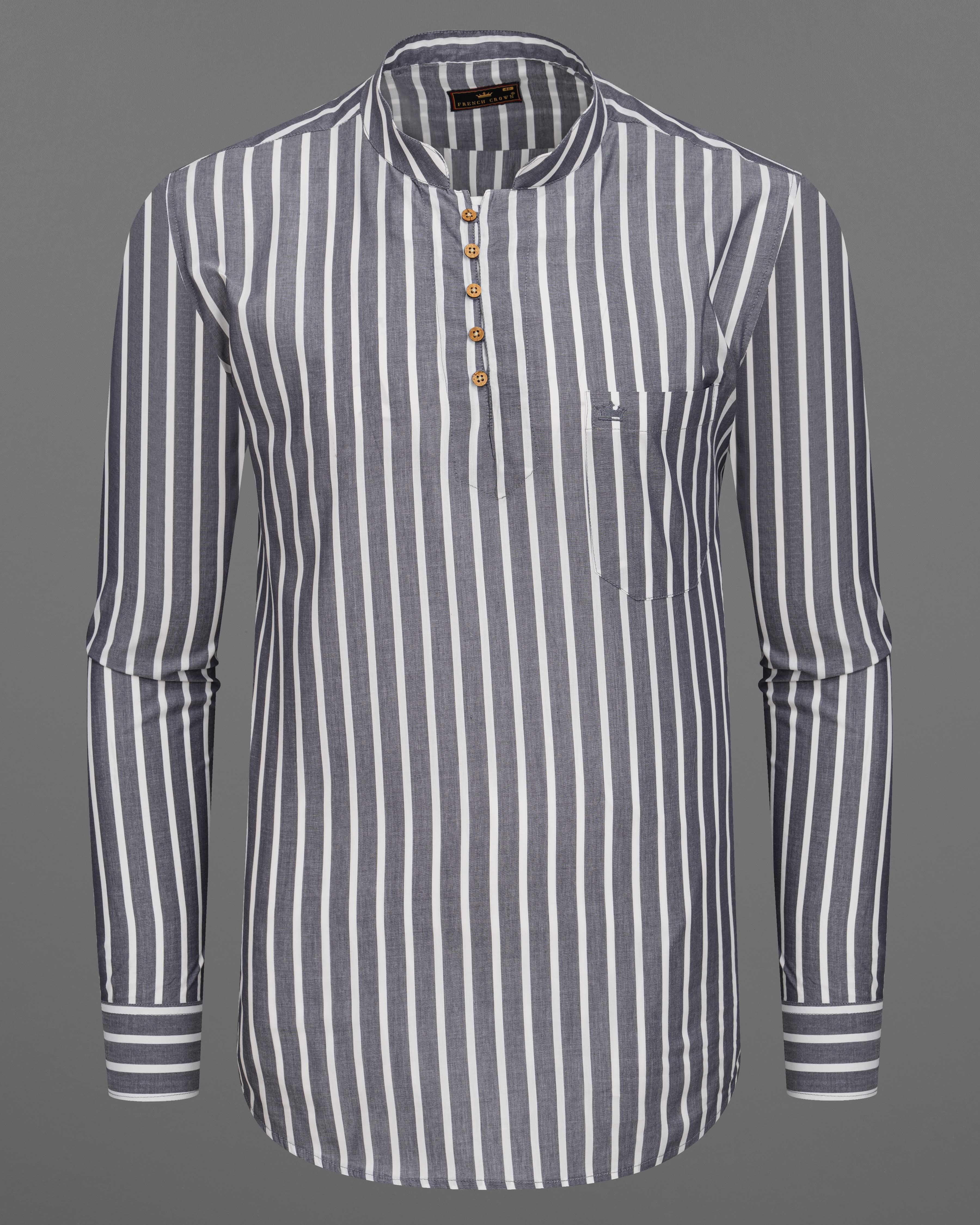 Cloudy Gray Striped Premium Cotton Kurta Shirt  8736-KS-38,8736-KS-H-38,8736-KS-39,8736-KS-H-39,8736-KS-40,8736-KS-H-40,8736-KS-42,8736-KS-H-42,8736-KS-44,8736-KS-H-44,8736-KS-46,8736-KS-H-46,8736-KS-48,8736-KS-H-48,8736-KS-50,8736-KS-H-50,8736-KS-52,8736-KS-H-52