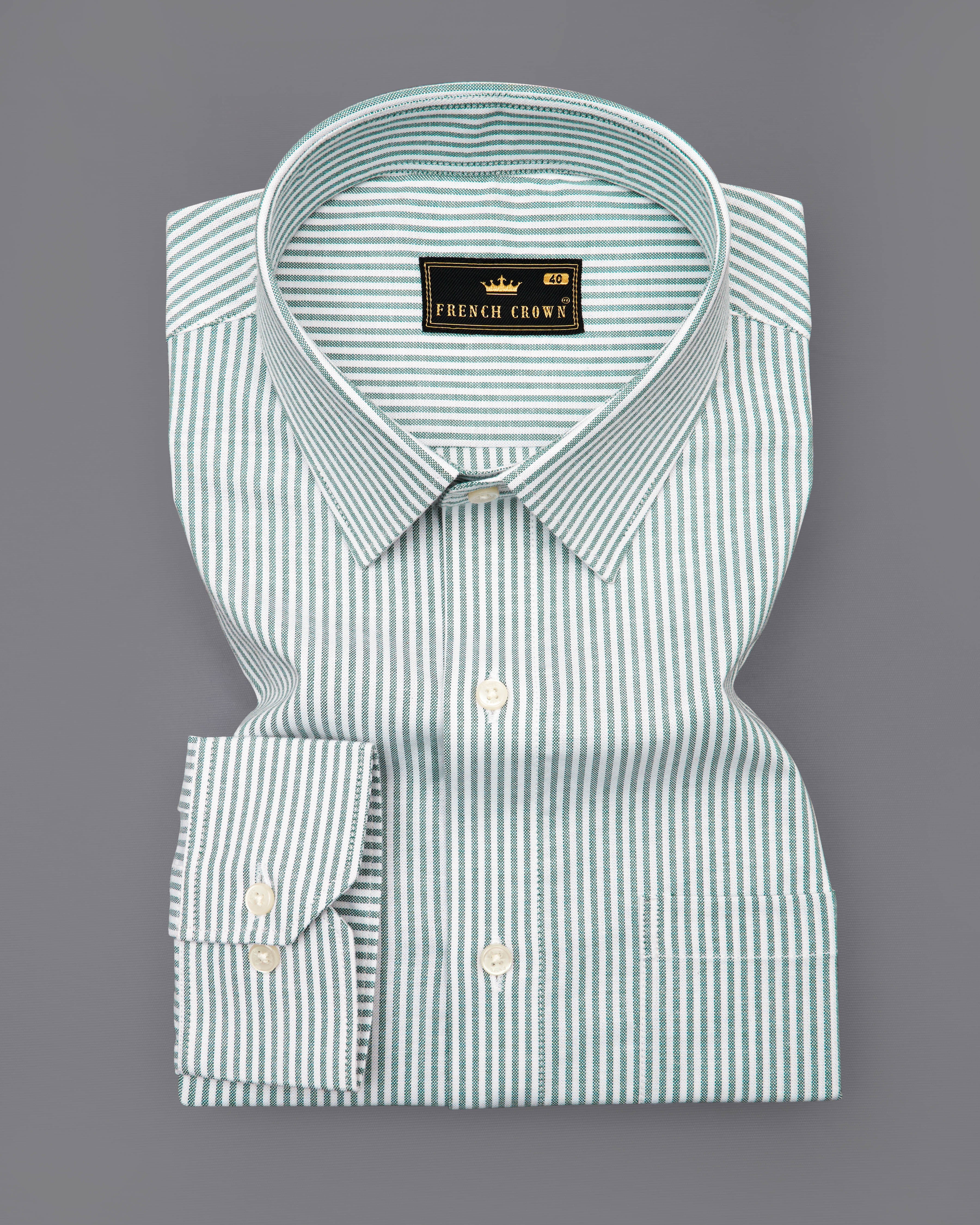 Gunsmoke Green Pinstriped Royal Oxford Shirt  8746-38,8746-H-38,8746-39,8746-H-39,8746-40,8746-H-40,8746-42,8746-H-42,8746-44,8746-H-44,8746-46,8746-H-46,8746-48,8746-H-48,8746-50,8746-H-50,8746-52,8746-H-52