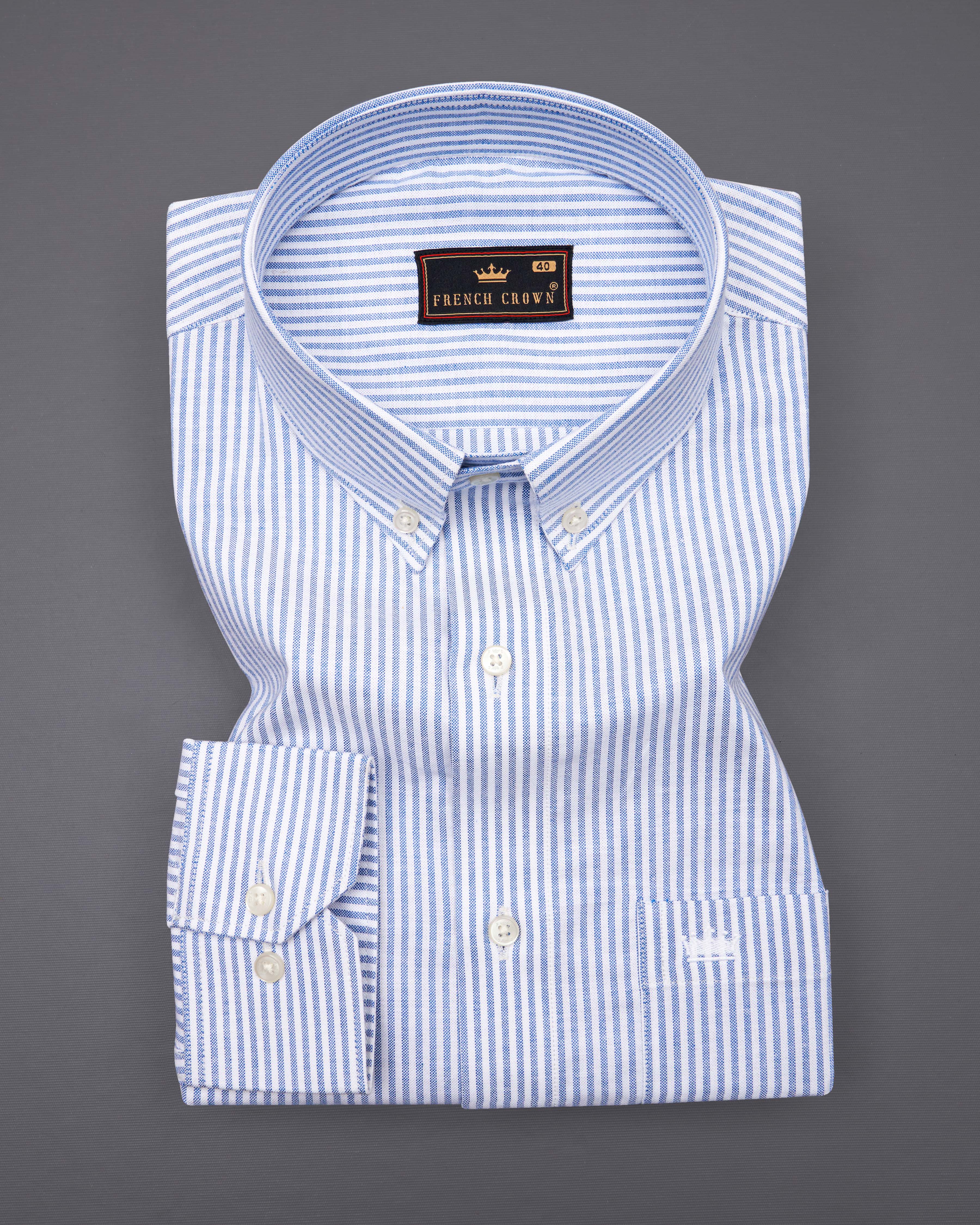 Glaucous Blue and White Pinstriped Royal Oxford Shirt  8749-BD-38,8749-BD-H-38,8749-BD-39,8749-BD-H-39,8749-BD-40,8749-BD-H-40,8749-BD-42,8749-BD-H-42,8749-BD-44,8749-BD-H-44,8749-BD-46,8749-BD-H-46,8749-BD-48,8749-BD-H-48,8749-BD-50,8749-BD-H-50,8749-BD-52,8749-BD-H-52