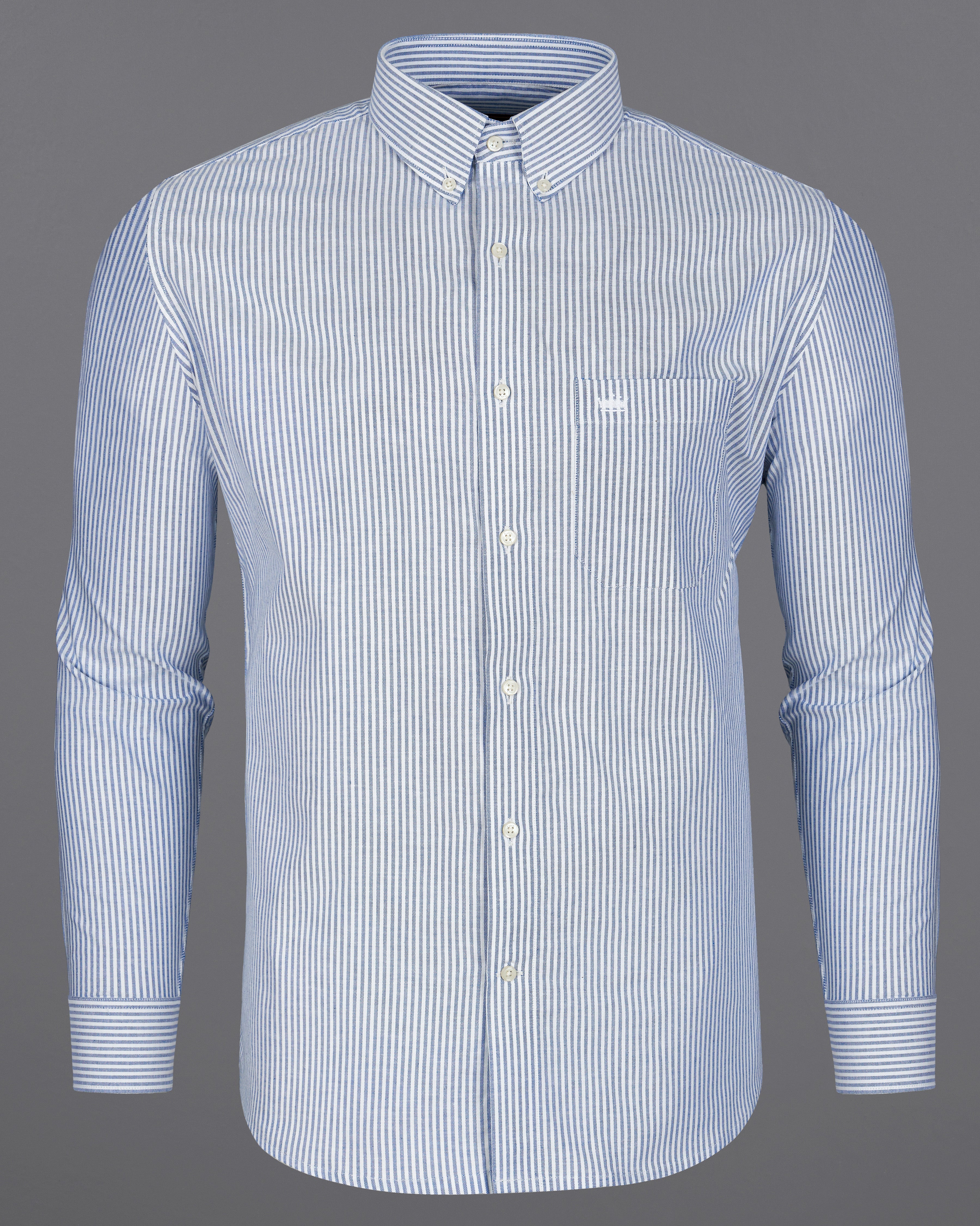 Glaucous Blue and White Pinstriped Royal Oxford Shirt  8749-BD-38,8749-BD-H-38,8749-BD-39,8749-BD-H-39,8749-BD-40,8749-BD-H-40,8749-BD-42,8749-BD-H-42,8749-BD-44,8749-BD-H-44,8749-BD-46,8749-BD-H-46,8749-BD-48,8749-BD-H-48,8749-BD-50,8749-BD-H-50,8749-BD-52,8749-BD-H-52