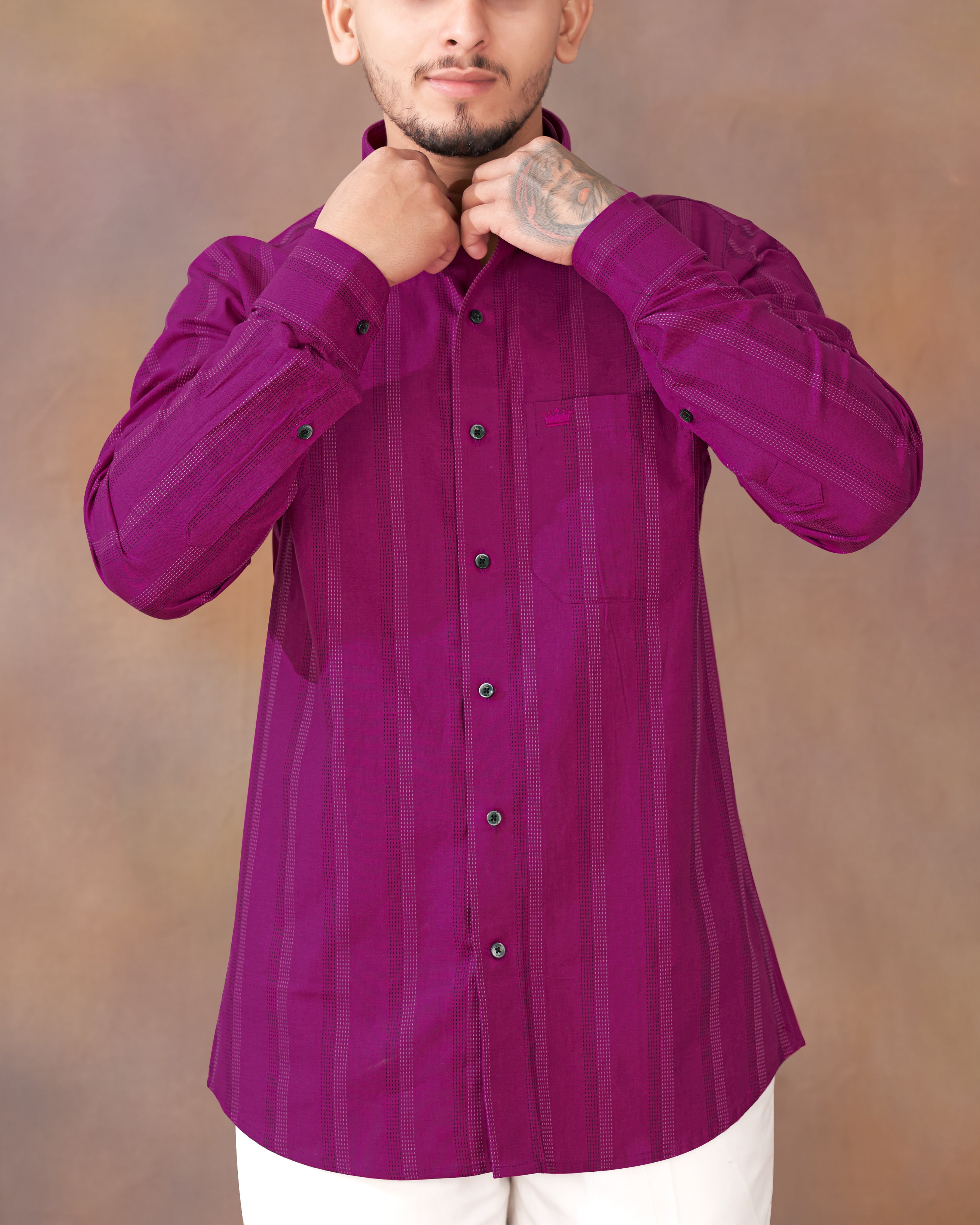 Pompadour Violet Striped Royal Oxford Shirt