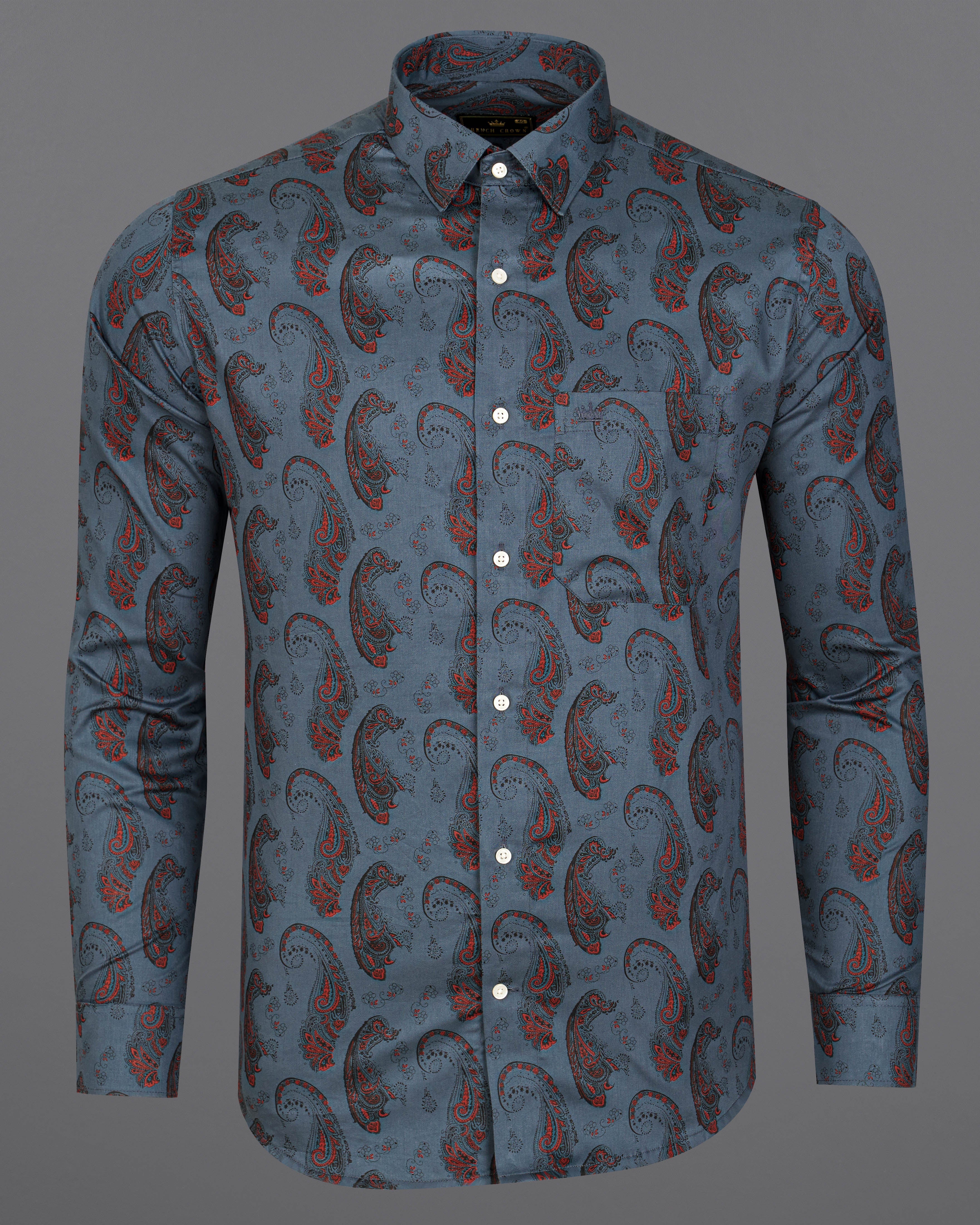 Bayoux Blue Paisley Printed Super Soft Premium Cotton Shirt  8780-38,8780-H-38,8780-39,8780-H-39,8780-40,8780-H-40,8780-42,8780-H-42,8780-44,8780-H-44,8780-46,8780-H-46,8780-48,8780-H-48,8780-50,8780-H-50,8780-52,8780-H-52