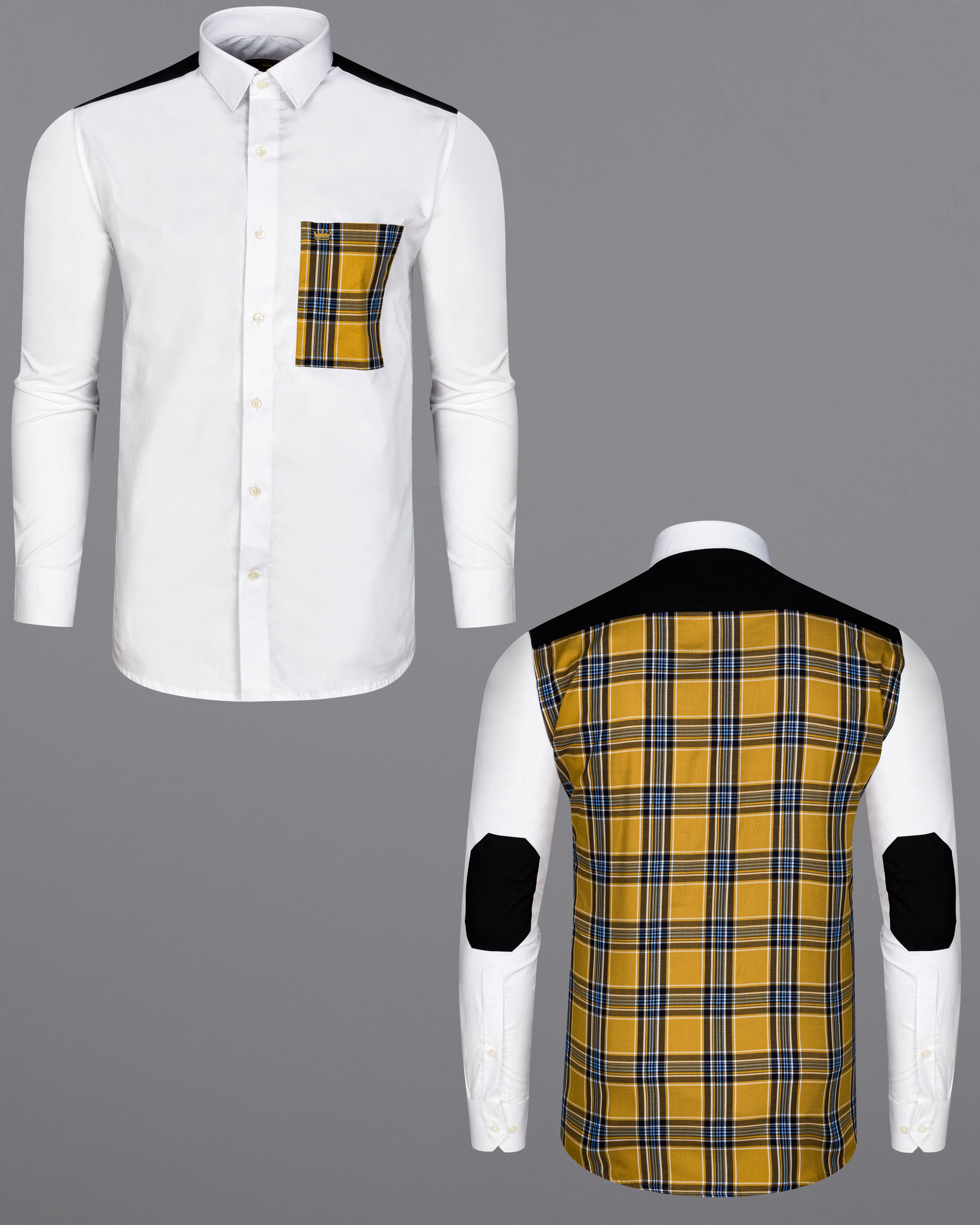 Bright White with Tussock Brown Plaid Super Soft Premium Cotton Designer Shirt