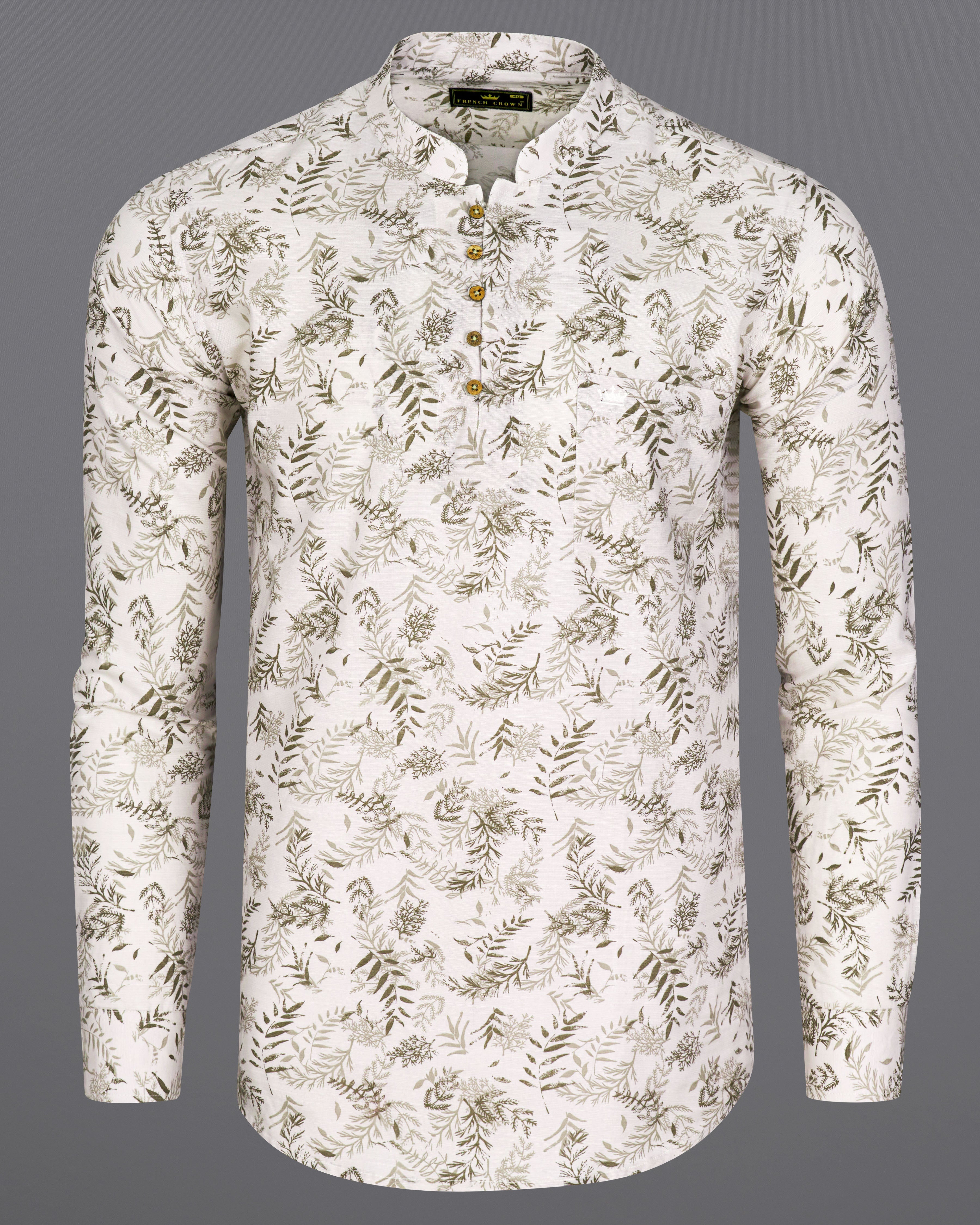 Mercury White with Leaves Printed Luxurious Linen Shirt  8790-KS-38,8790-KS-H-38,8790-KS-39,8790-KS-H-39,8790-KS-40,8790-KS-H-40,8790-KS-42,8790-KS-H-42,8790-KS-44,8790-KS-H-44,8790-KS-46,8790-KS-H-46,8790-KS-48,8790-KS-H-48,8790-KS-50,8790-KS-H-50,8790-KS-52,8790-KS-H-52