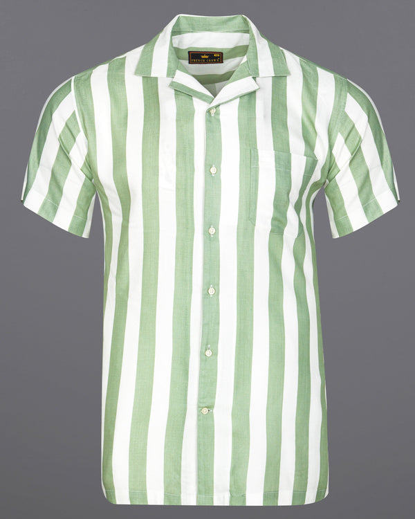 Coriander Green with Bright White Striped Premium Tencel Shirt  8795-CC-38,8795-CC-H-38,8795-CC-39,8795-CC-H-39,8795-CC-40,8795-CC-H-40,8795-CC-42,8795-CC-H-42,8795-CC-44,8795-CC-H-44,8795-CC-46,8795-CC-H-46,8795-CC-48,8795-CC-H-48,8795-CC-50,8795-CC-H-50,8795-CC-52,8795-CC-H-52