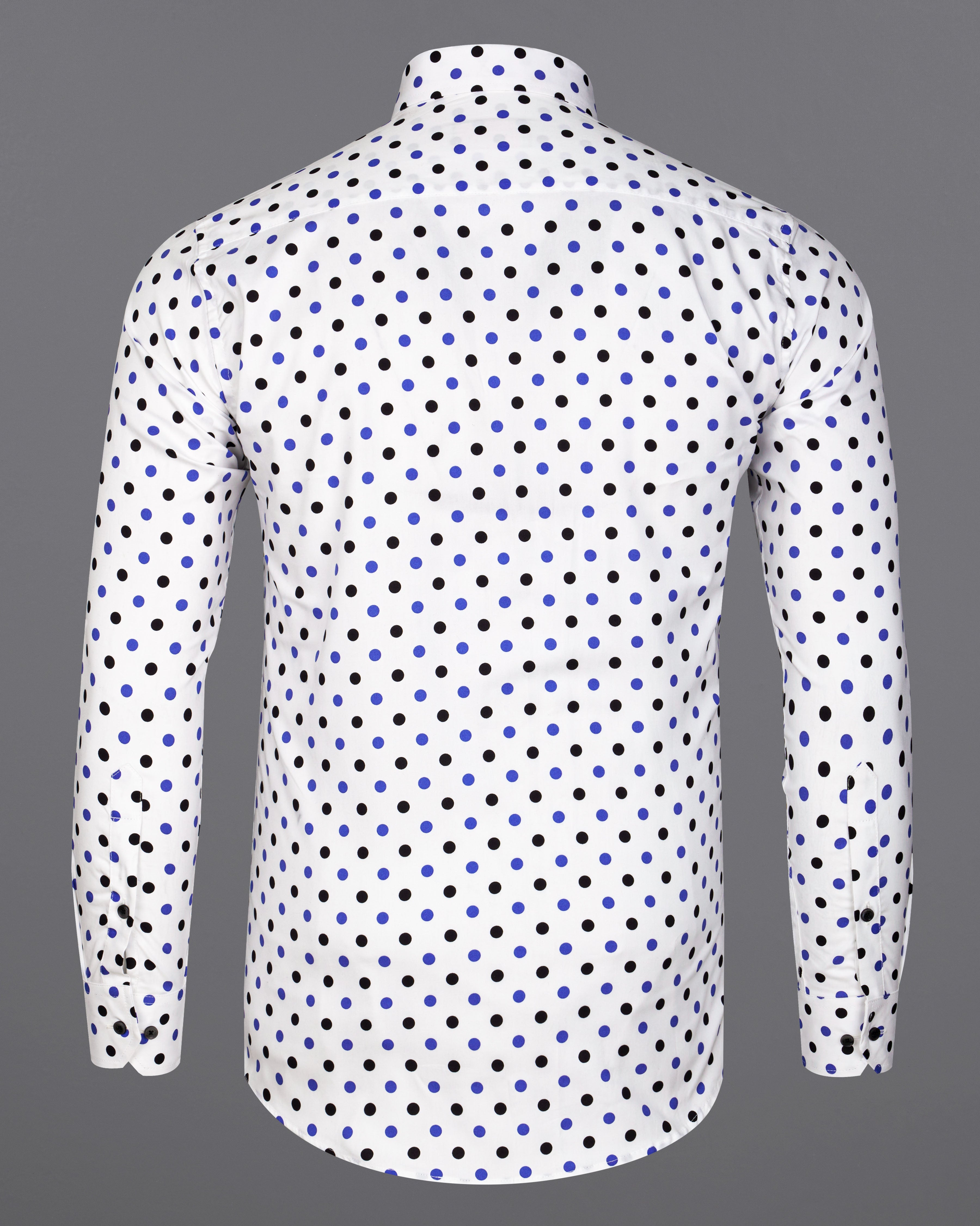 Bright White with Periwinkle Blue and Black Polka Dotted Royal Oxford Shirt  8796-BLK-38,8796-BLK-H-38,8796-BLK-39,8796-BLK-H-39,8796-BLK-40,8796-BLK-H-40,8796-BLK-42,8796-BLK-H-42,8796-BLK-44,8796-BLK-H-44,8796-BLK-46,8796-BLK-H-46,8796-BLK-48,8796-BLK-H-48,8796-BLK-50,8796-BLK-H-50,8796-BLK-52,8796-BLK-H-52