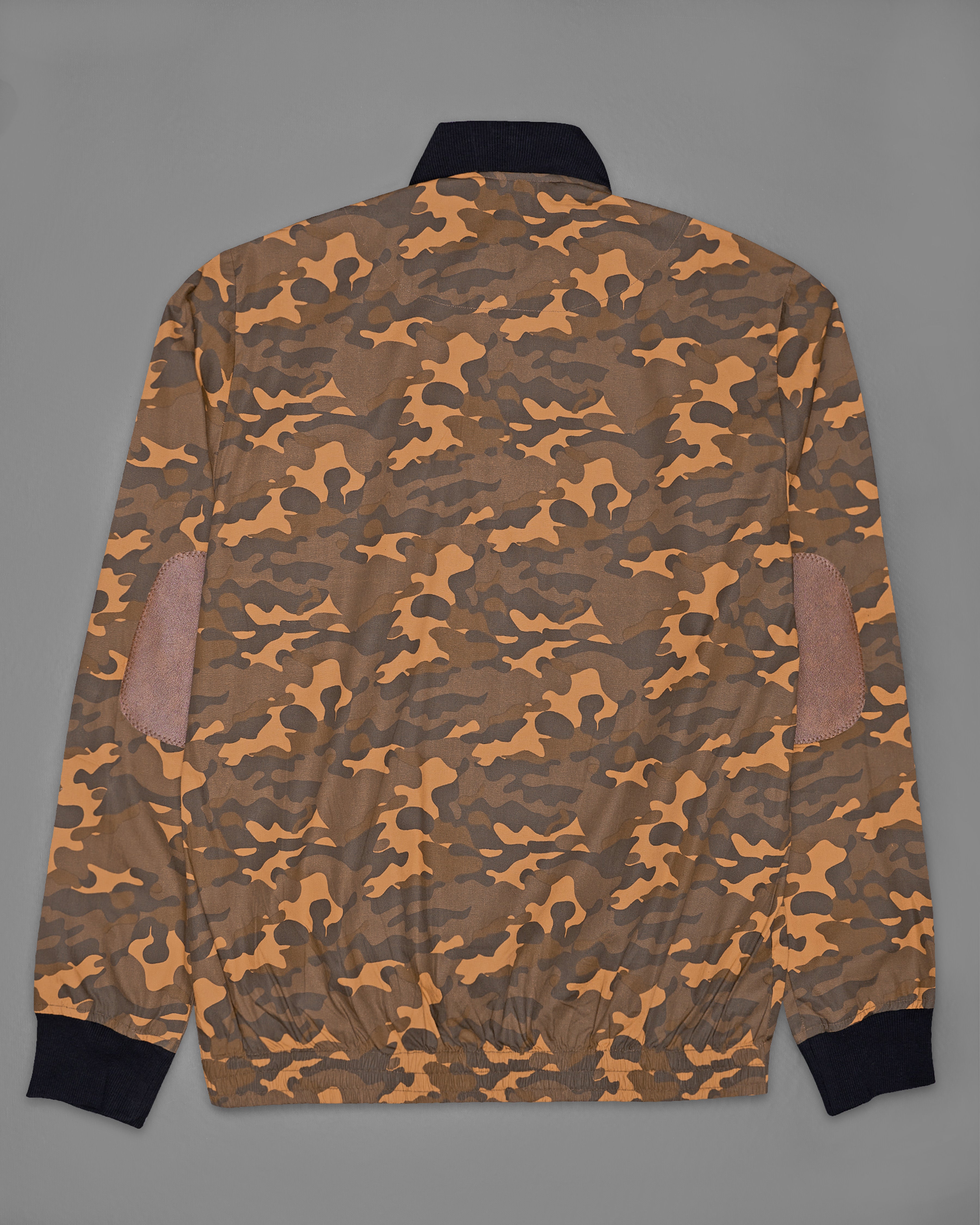 Bourbonn with Dark Taupe Brown Camouflage Royal Oxford Bomber Jacket