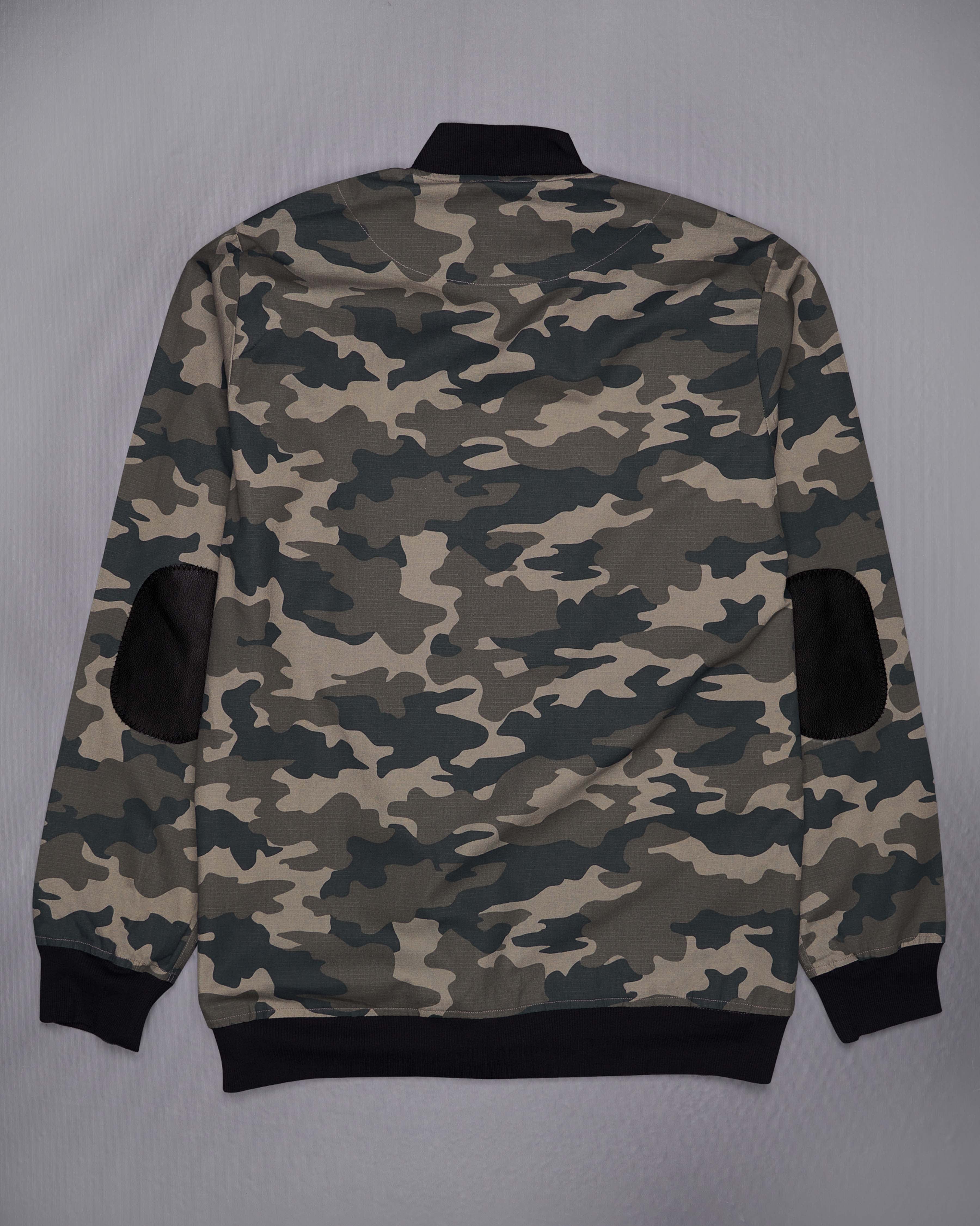 Americano Brown with Charcoal Green Camouflage Royal Oxford Bomber Jacket