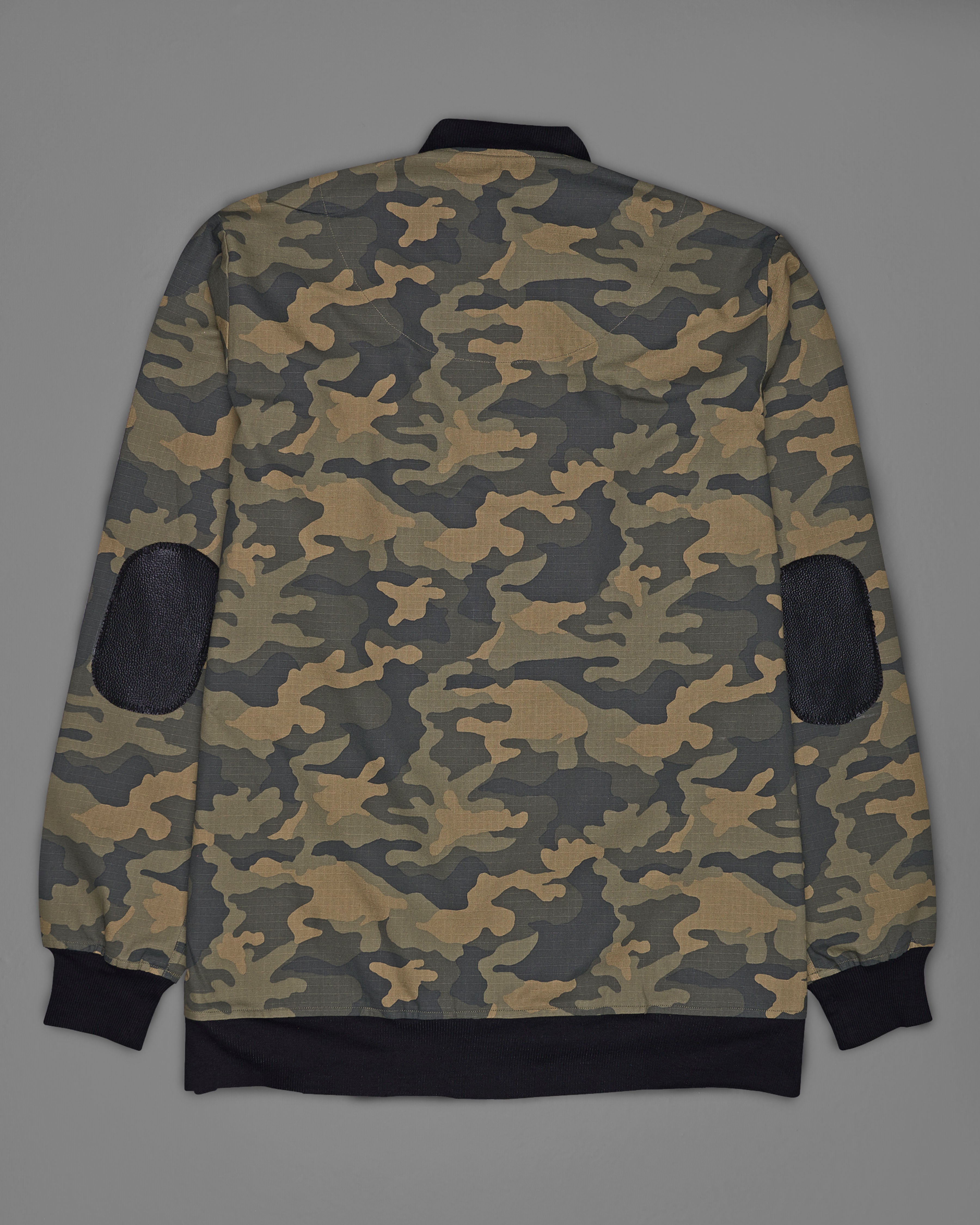 Finch Green and Tobacco Brown Camouflage Royal Oxford Bomber Jacket