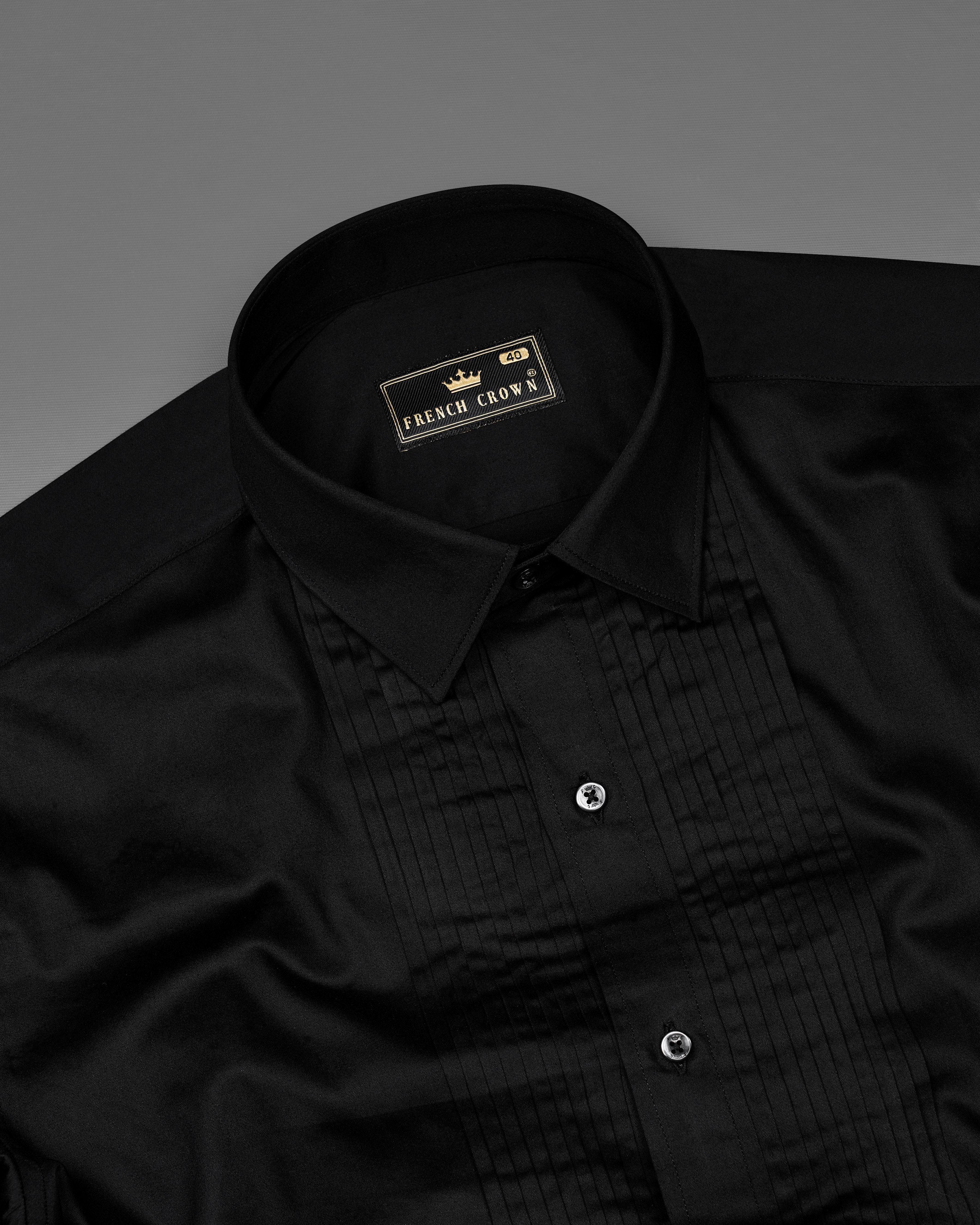 Jade Black Subtle Sheen Snake Pleated Super Soft Premium Cotton Tuxedo Shirt 8840-BLK-TXD-38, 8840-BLK-TXD-H-38, 8840-BLK-TXD-39, 8840-BLK-TXD-H-39, 8840-BLK-TXD-40, 8840-BLK-TXD-H-40, 8840-BLK-TXD-42, 8840-BLK-TXD-H-42, 8840-BLK-TXD-44, 8840-BLK-TXD-H-44, 8840-BLK-TXD-46, 8840-BLK-TXD-H-46, 8840-BLK-TXD-48, 8840-BLK-TXD-H-48, 8840-BLK-TXD-50, 8840-BLK-TXD-H-50, 8840-BLK-TXD-52, 8840-BLK-TXD-H-52