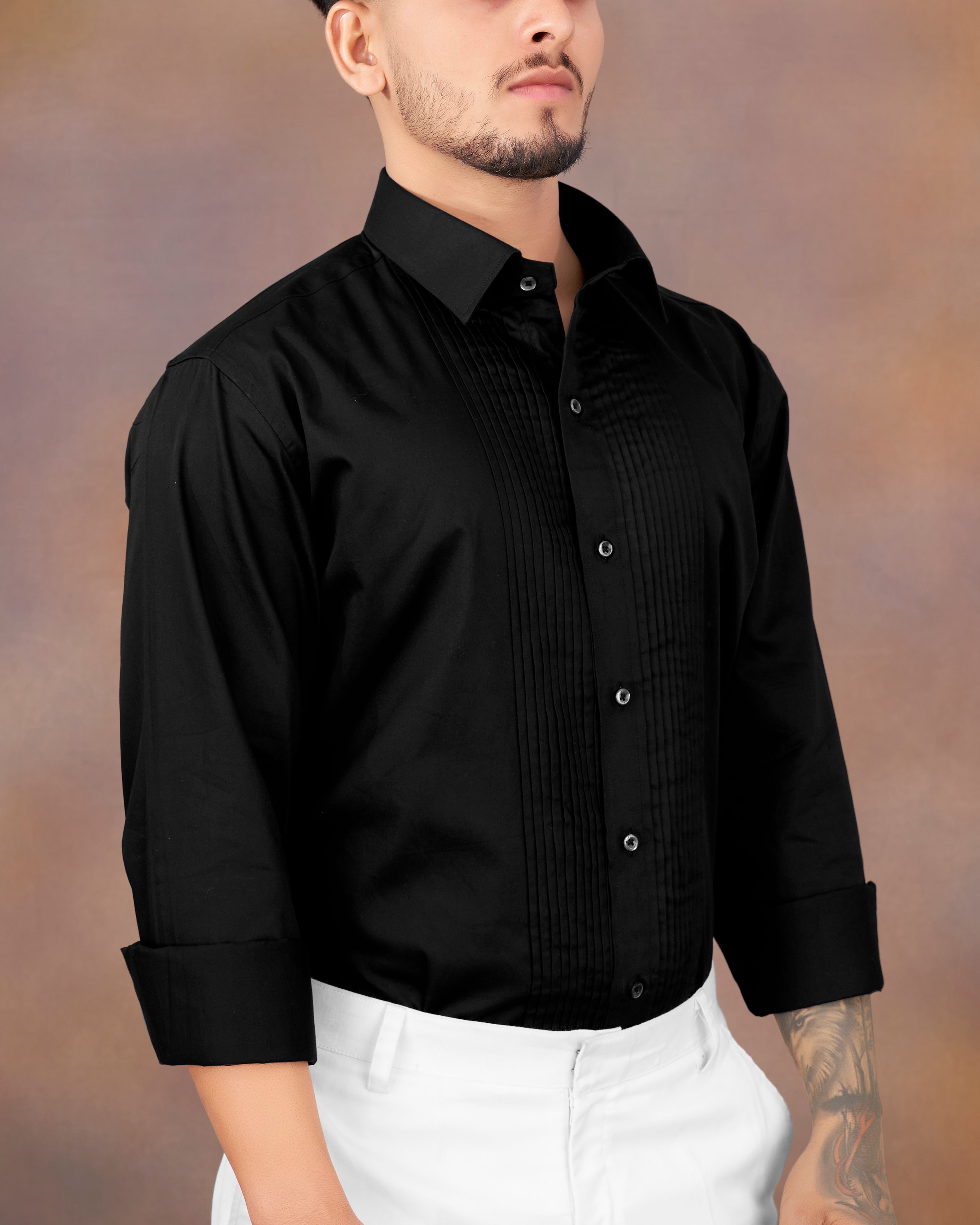 Jade Black Subtle Sheen Snake Pleated Super Soft Premium Cotton Tuxedo Shirt 8840-BLK-TXD-38, 8840-BLK-TXD-H-38, 8840-BLK-TXD-39, 8840-BLK-TXD-H-39, 8840-BLK-TXD-40, 8840-BLK-TXD-H-40, 8840-BLK-TXD-42, 8840-BLK-TXD-H-42, 8840-BLK-TXD-44, 8840-BLK-TXD-H-44, 8840-BLK-TXD-46, 8840-BLK-TXD-H-46, 8840-BLK-TXD-48, 8840-BLK-TXD-H-48, 8840-BLK-TXD-50, 8840-BLK-TXD-H-50, 8840-BLK-TXD-52, 8840-BLK-TXD-H-52