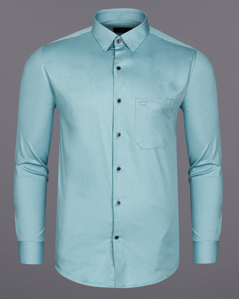 GLACIER BLUE SUBTLE SHEEN SUPER SOFT PREMIUM COTTON SHIRT