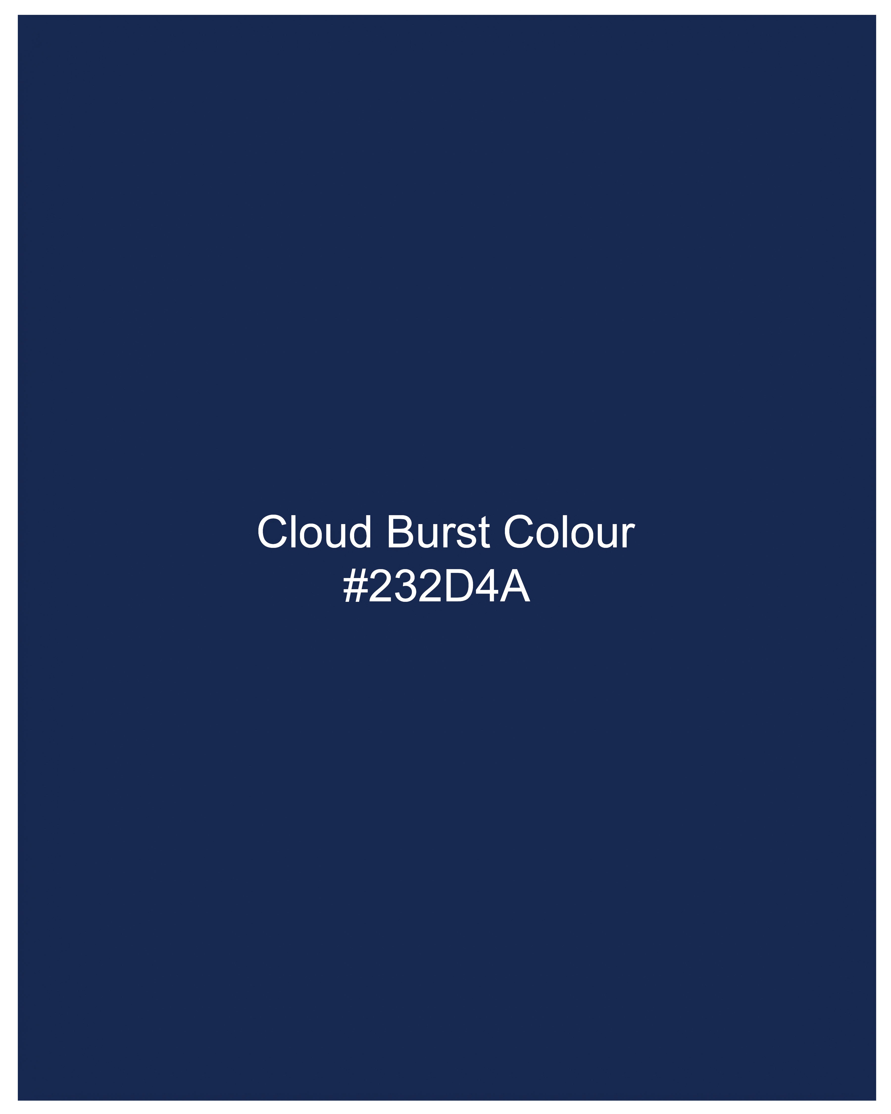 Cloud Burst Blue Subtle Sheen Snake Pleated Super Soft Premium Cotton Tuxedo Shirt