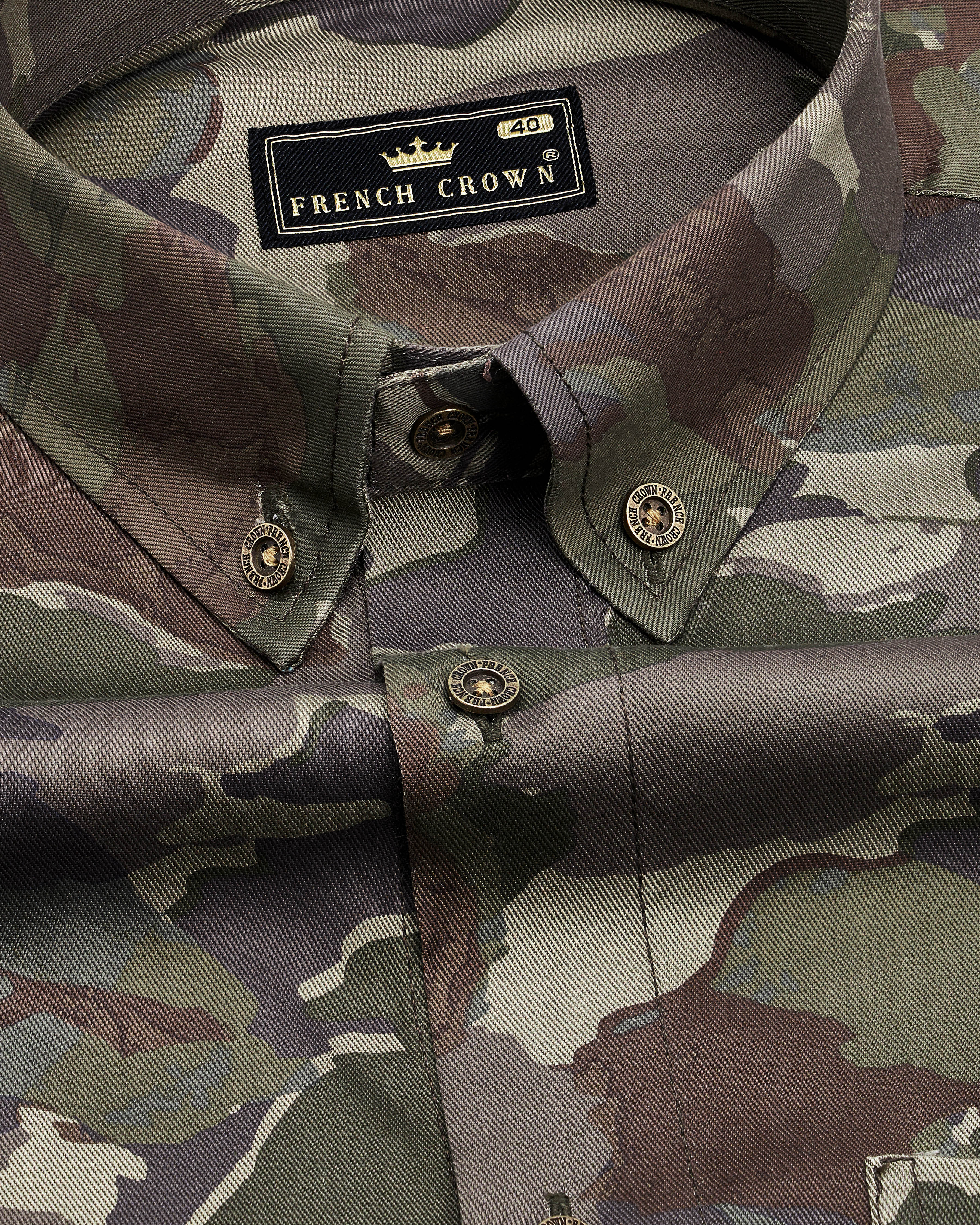 Rebel with Bronco Brown and Rifle Green Camouflage Printed Premium Tencel Shirt 8920-BD-MB-38, 8920-BD-MB-H-38,  8920-BD-MB-39,  8920-BD-MB-H-39,  8920-BD-MB-40,  8920-BD-MB-H-40,  8920-BD-MB-42,  8920-BD-MB-H-42,  8920-BD-MB-44,  8920-BD-MB-H-44,  8920-BD-MB-46,  8920-BD-MB-H-46,  8920-BD-MB-48,  8920-BD-MB-H-48,  8920-BD-MB-50,  8920-BD-MB-H-50,  8920-BD-MB-52,  8920-BD-MB-H-52