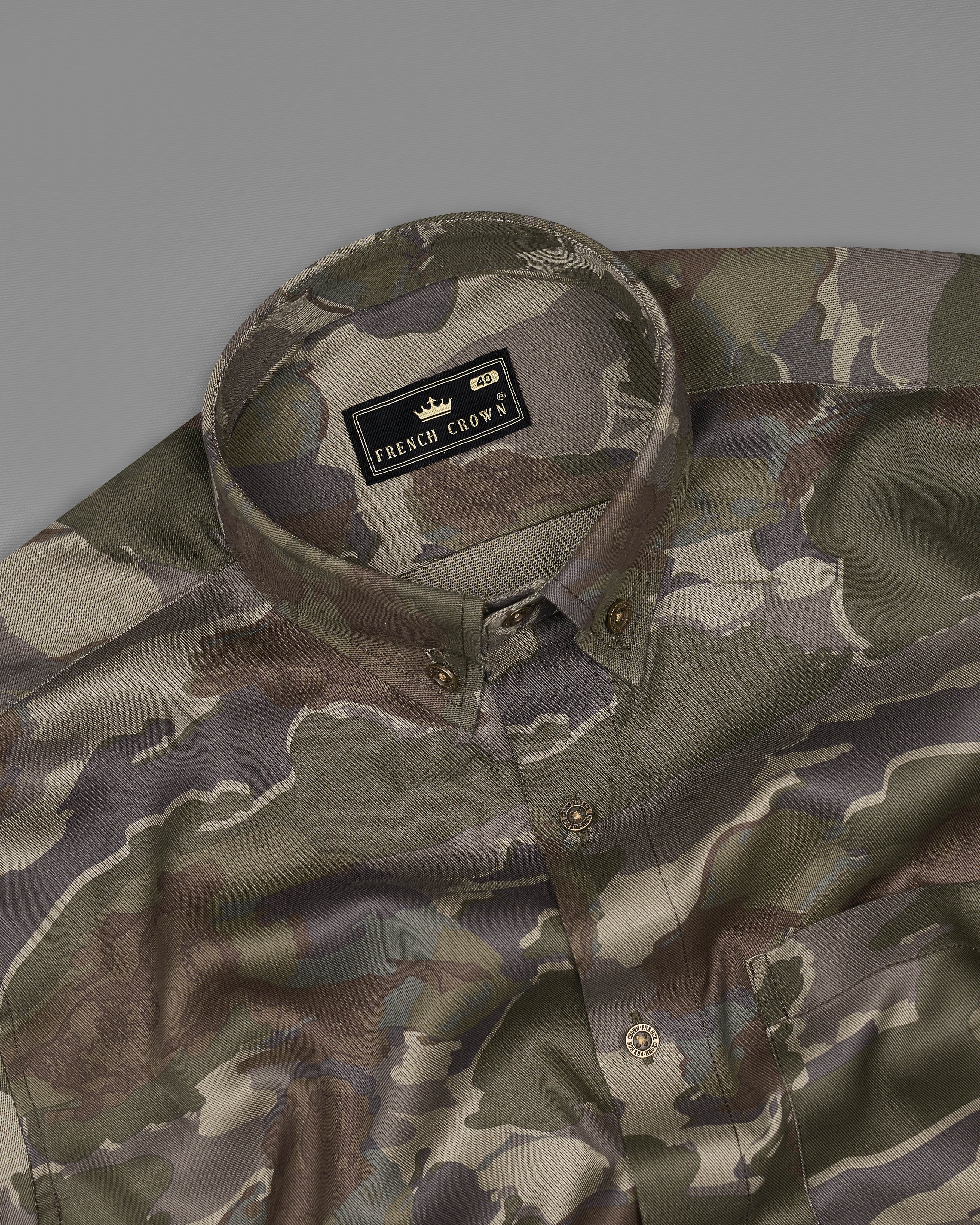 Rebel with Bronco Brown and Rifle Green Camouflage Printed Premium Tencel Shirt 8920-BD-MB-38, 8920-BD-MB-H-38,  8920-BD-MB-39,  8920-BD-MB-H-39,  8920-BD-MB-40,  8920-BD-MB-H-40,  8920-BD-MB-42,  8920-BD-MB-H-42,  8920-BD-MB-44,  8920-BD-MB-H-44,  8920-BD-MB-46,  8920-BD-MB-H-46,  8920-BD-MB-48,  8920-BD-MB-H-48,  8920-BD-MB-50,  8920-BD-MB-H-50,  8920-BD-MB-52,  8920-BD-MB-H-52